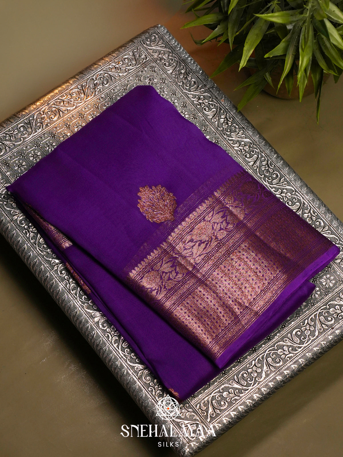 Royal Purple Kora Silk Saree