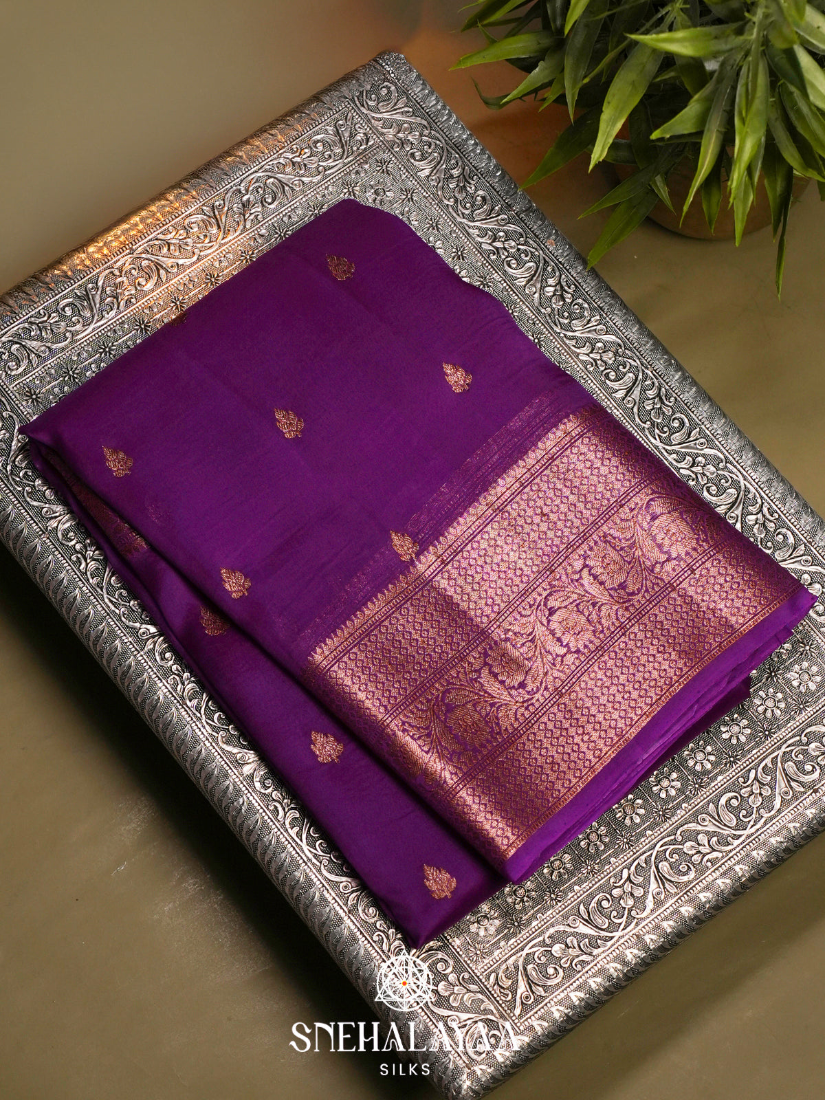 Orchid Purple Kora Silk Saree