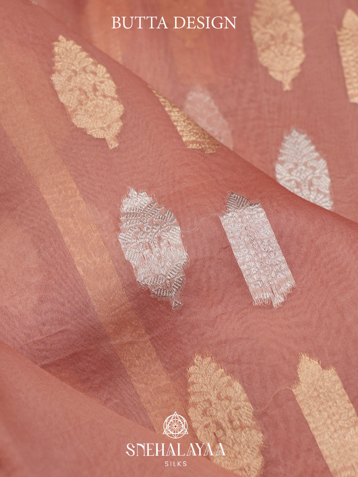 Peach Kora Silk Saree