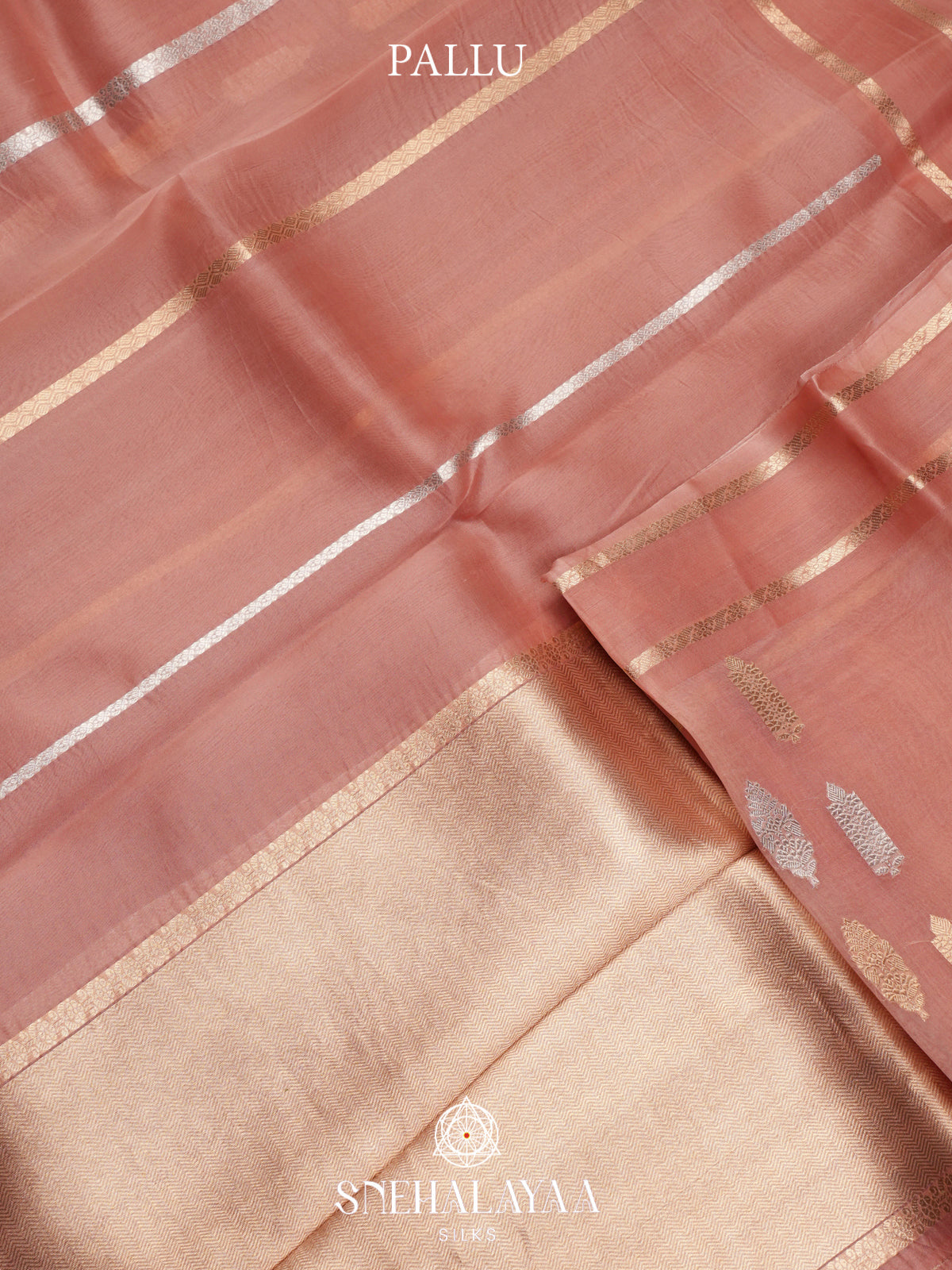 Peach Kora Silk Saree