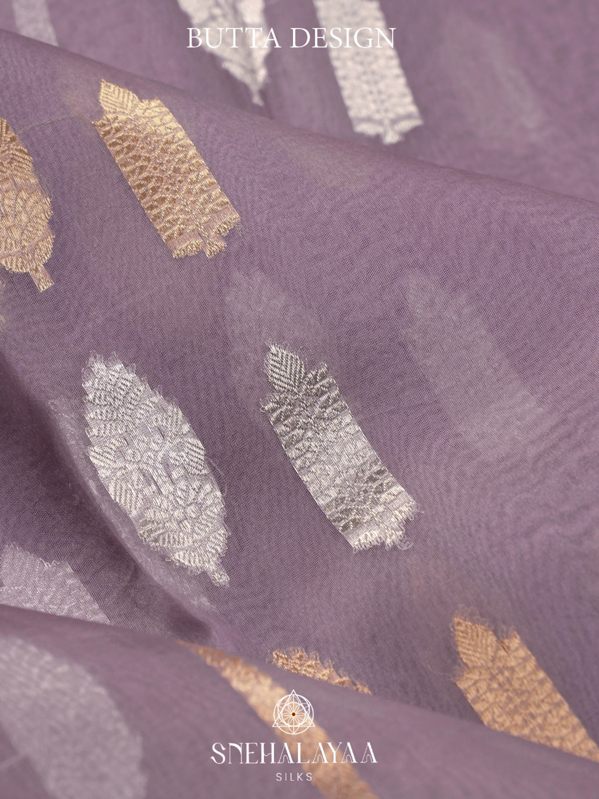 Mauve Grey Kora Silk Saree