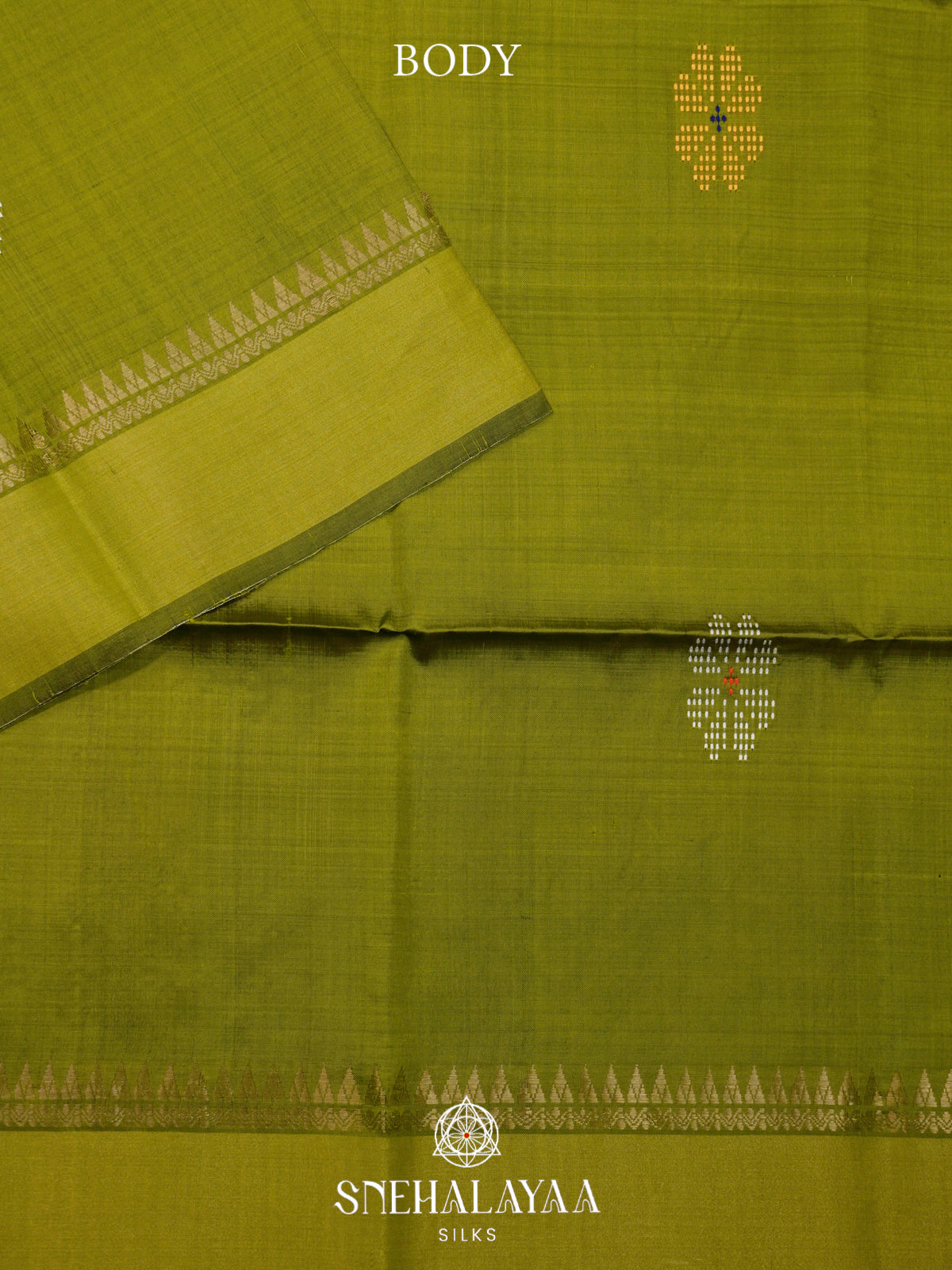 Olive Green Katan Silk Saree