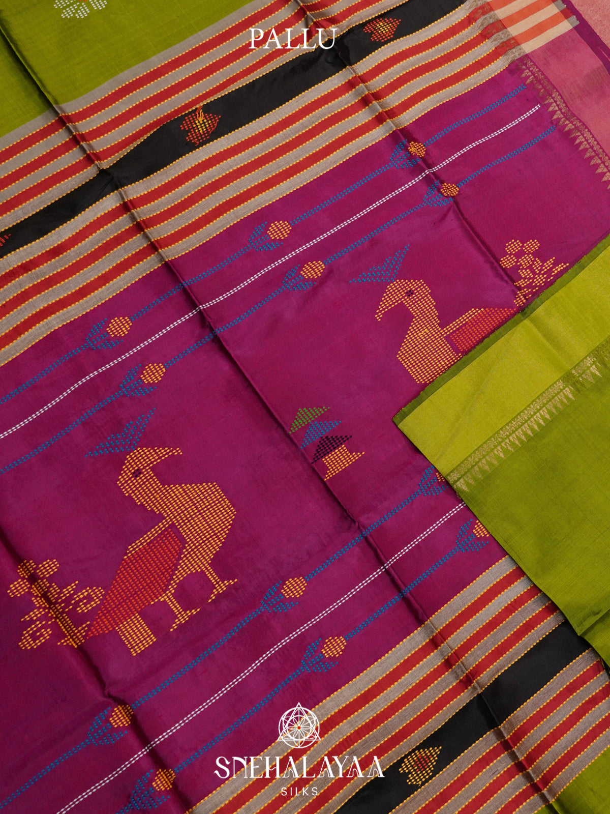 Olive Green Katan Silk Saree
