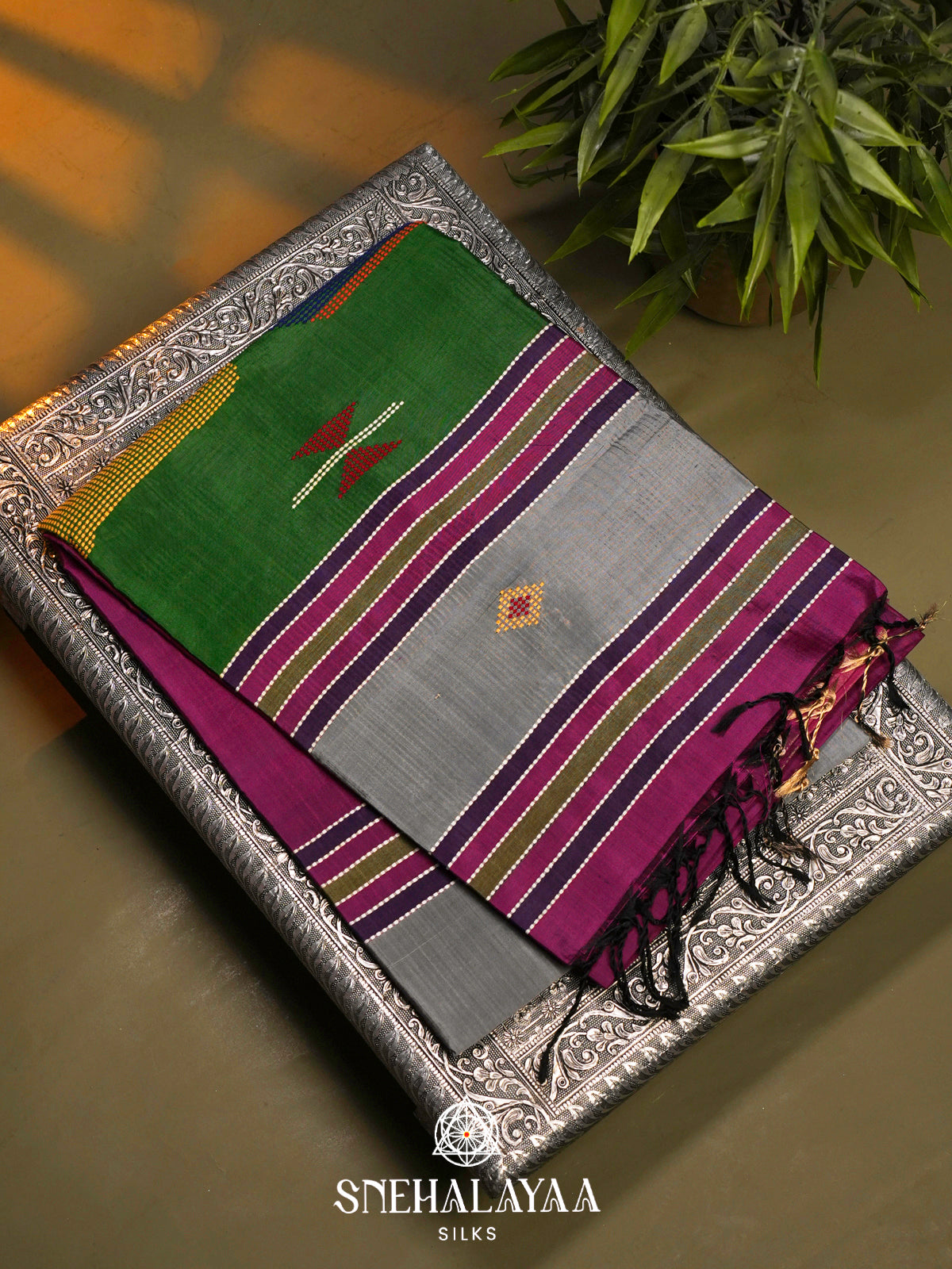 Magenta Katan Silk Saree