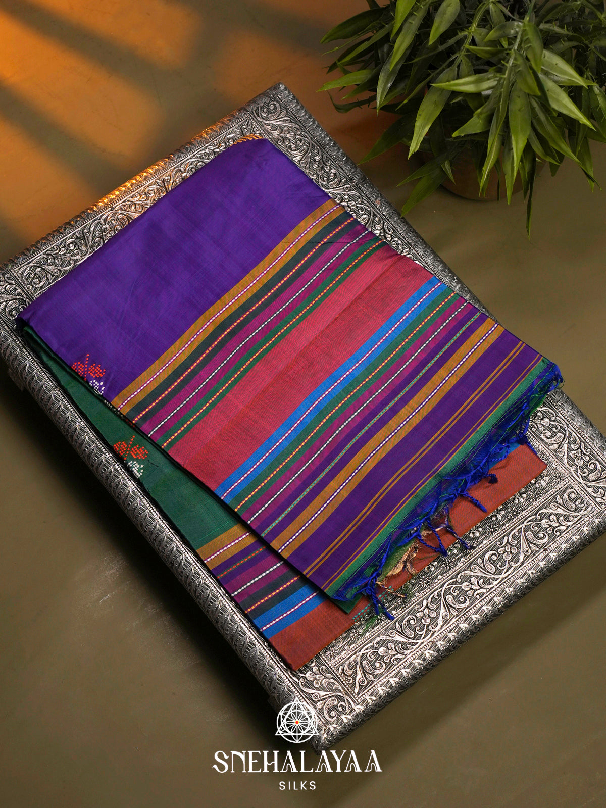 Peacock Green Katan Silk Saree