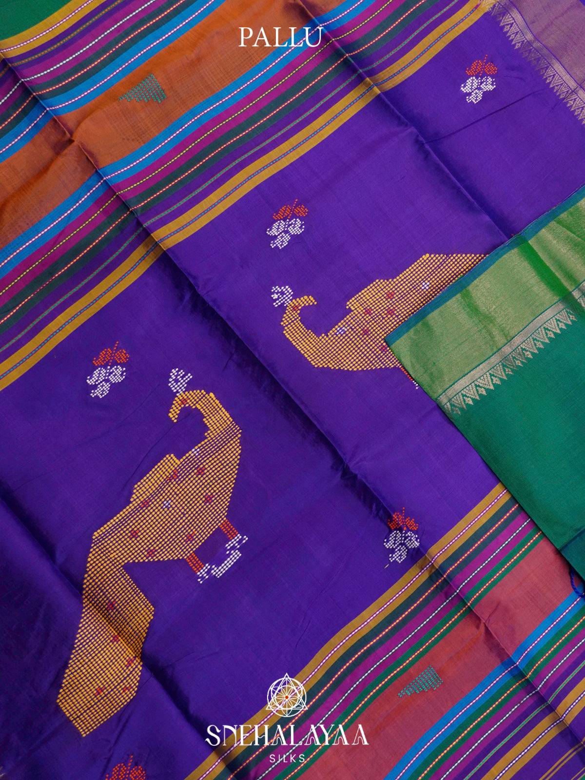 Peacock Green Katan Silk Saree
