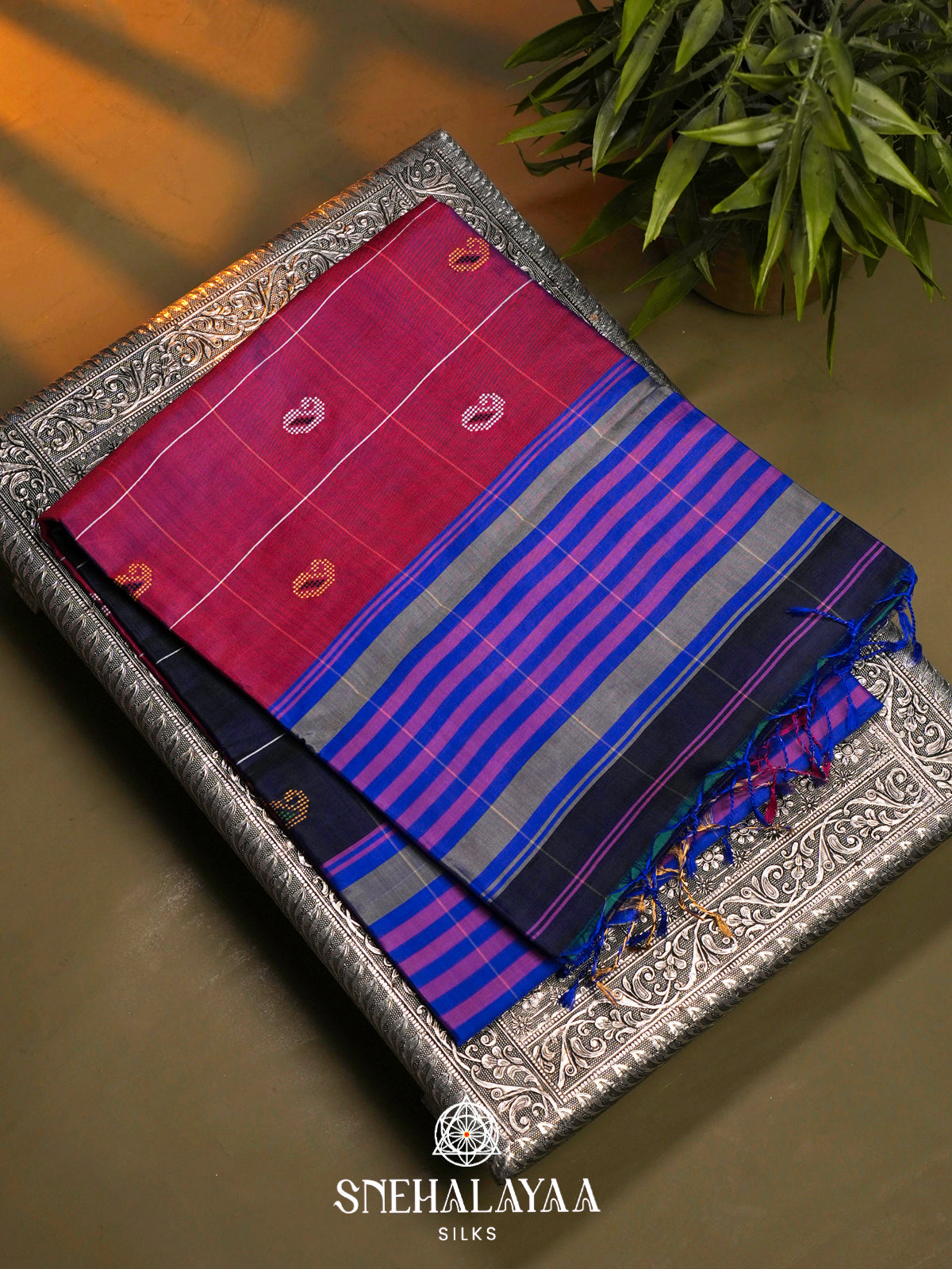 Navy Blue Katan Silk Saree