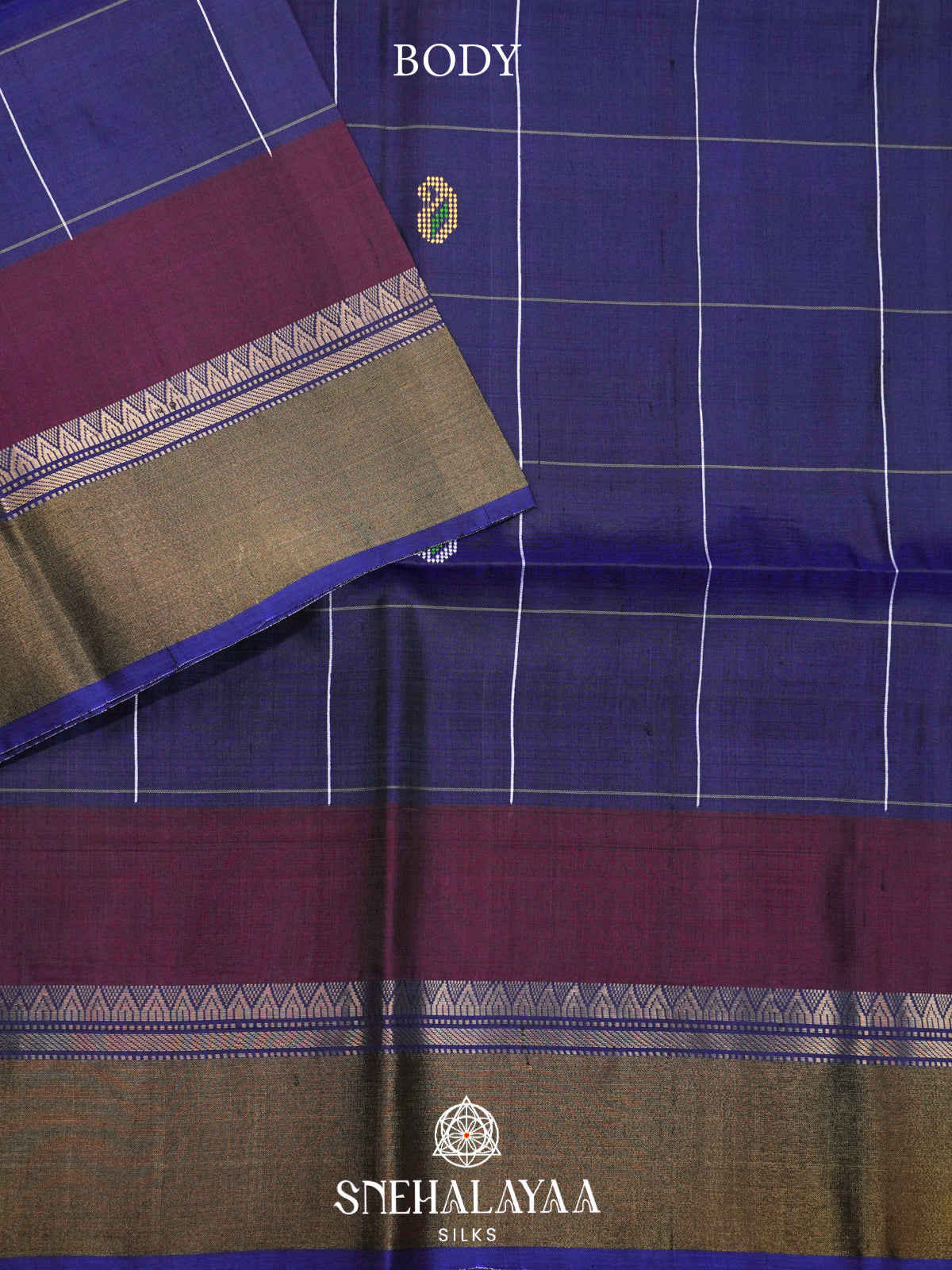 Navy Blue Katan Silk Saree