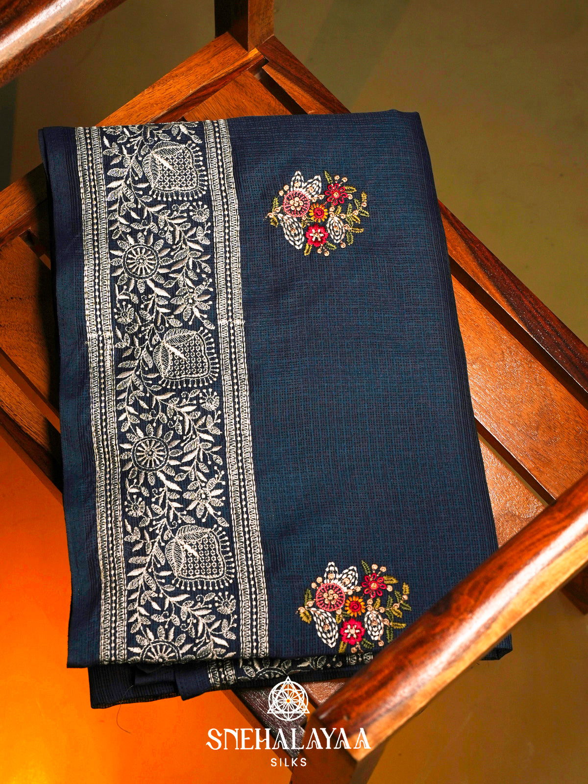 Navy Blue Kota Saree