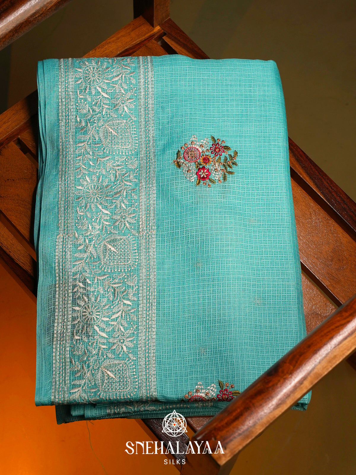 Aqua Blue Kota Saree