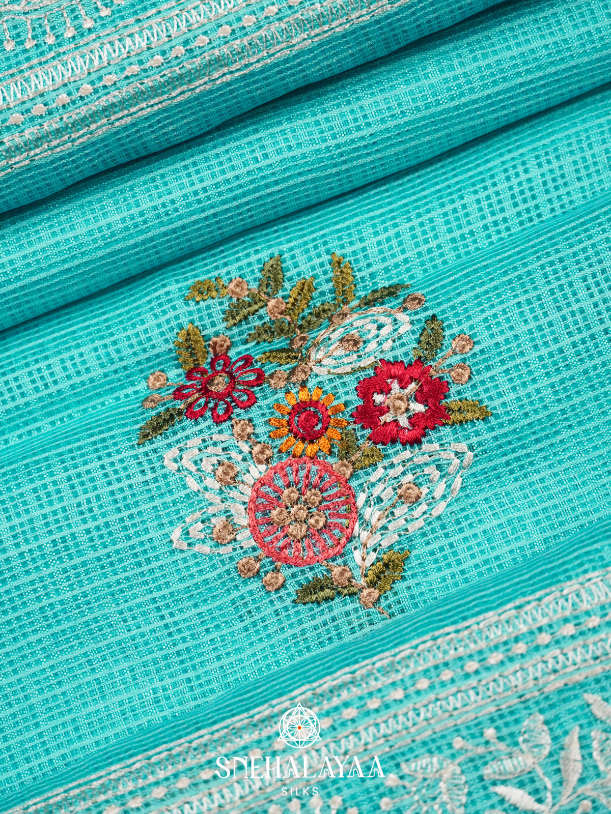 Aqua Blue Kota Saree