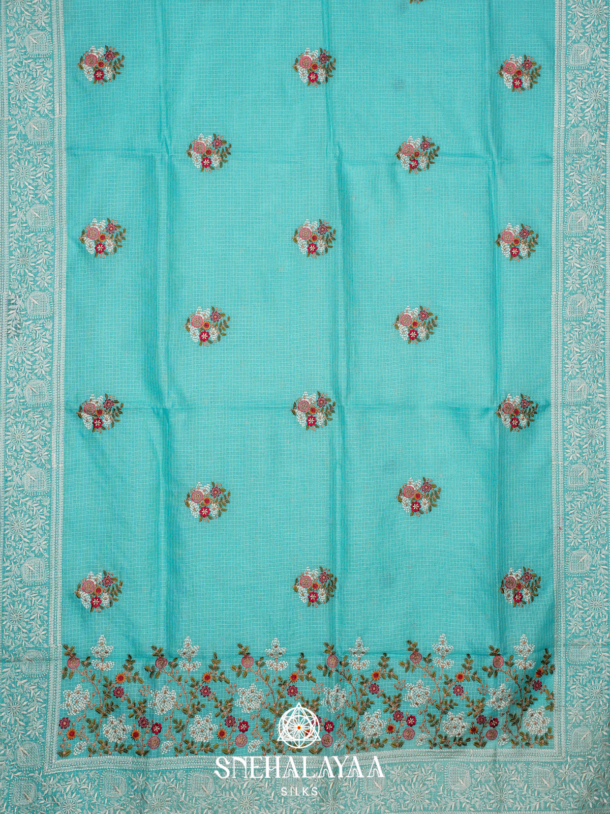 Aqua Blue Kota Saree