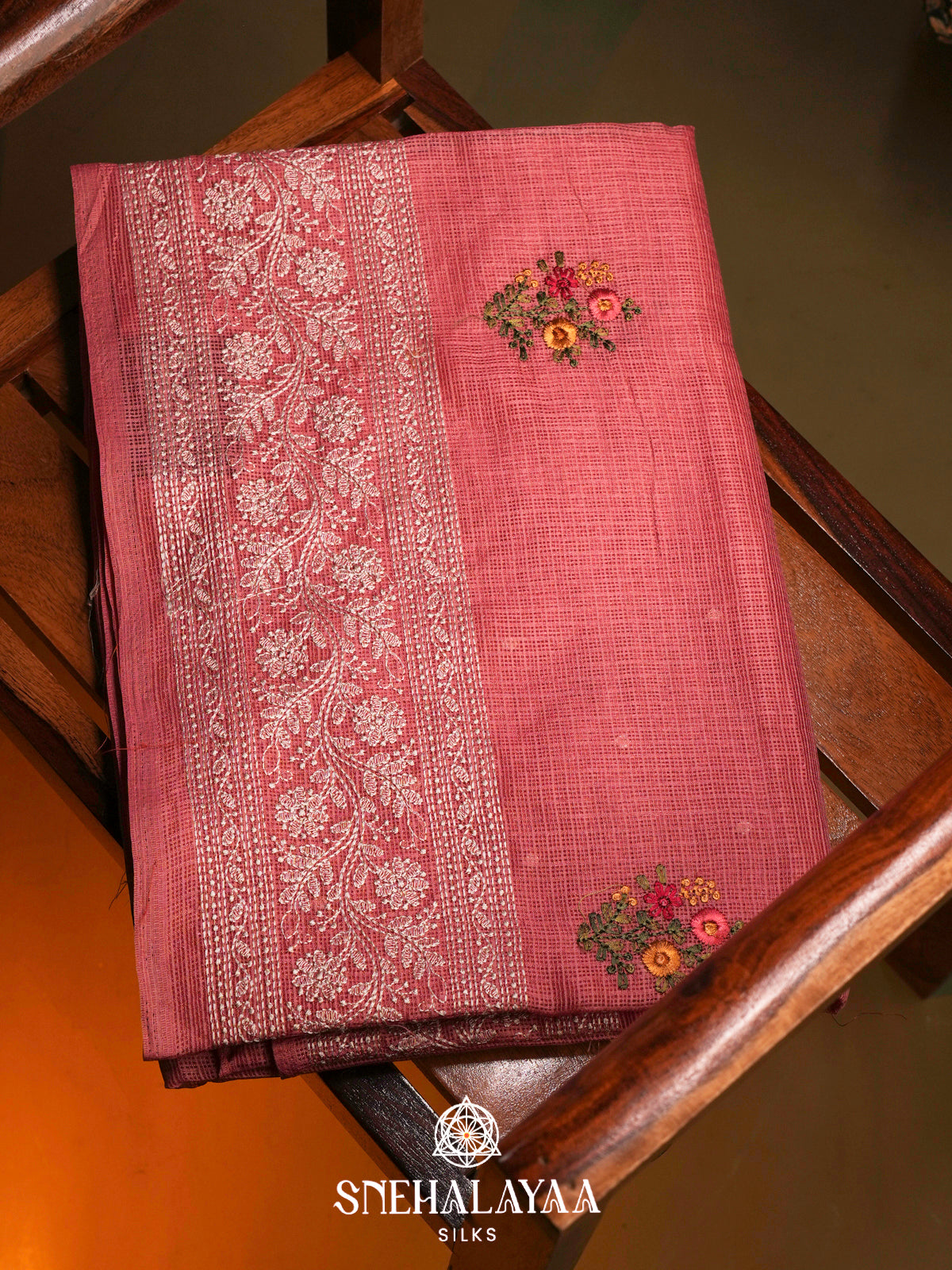 Dusty Rose Kota Saree