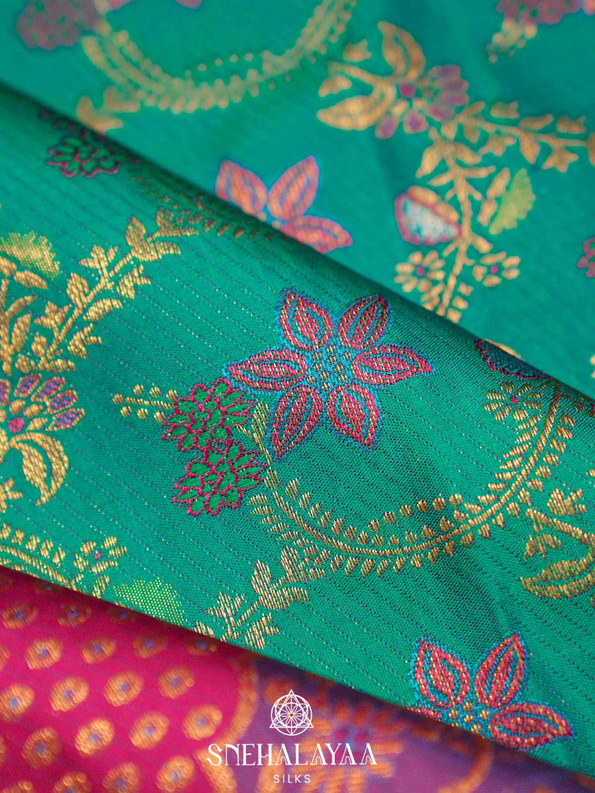 Teal Blue Kanjivaram Silk Saree