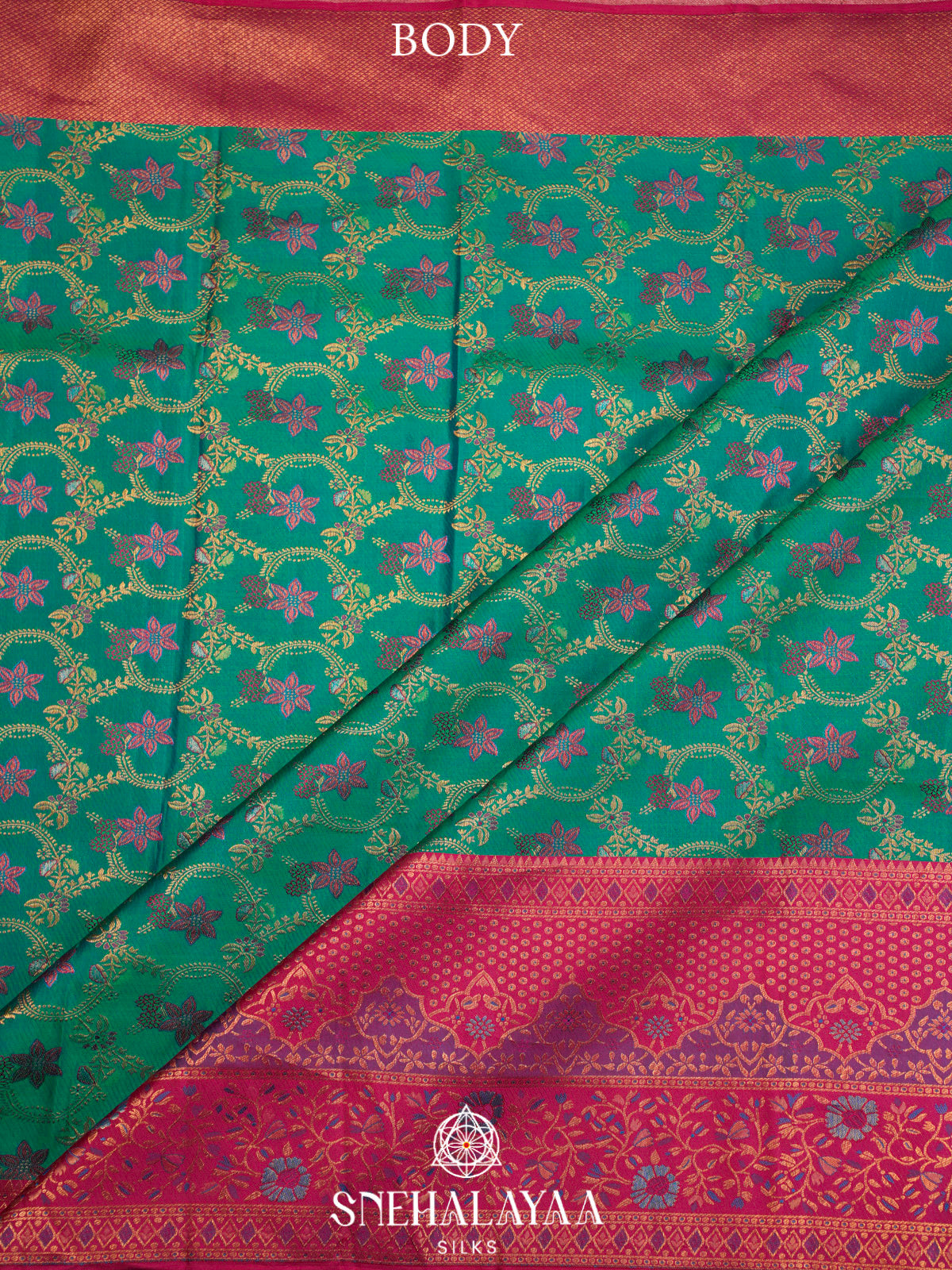 Teal Blue Kanjivaram Silk Saree