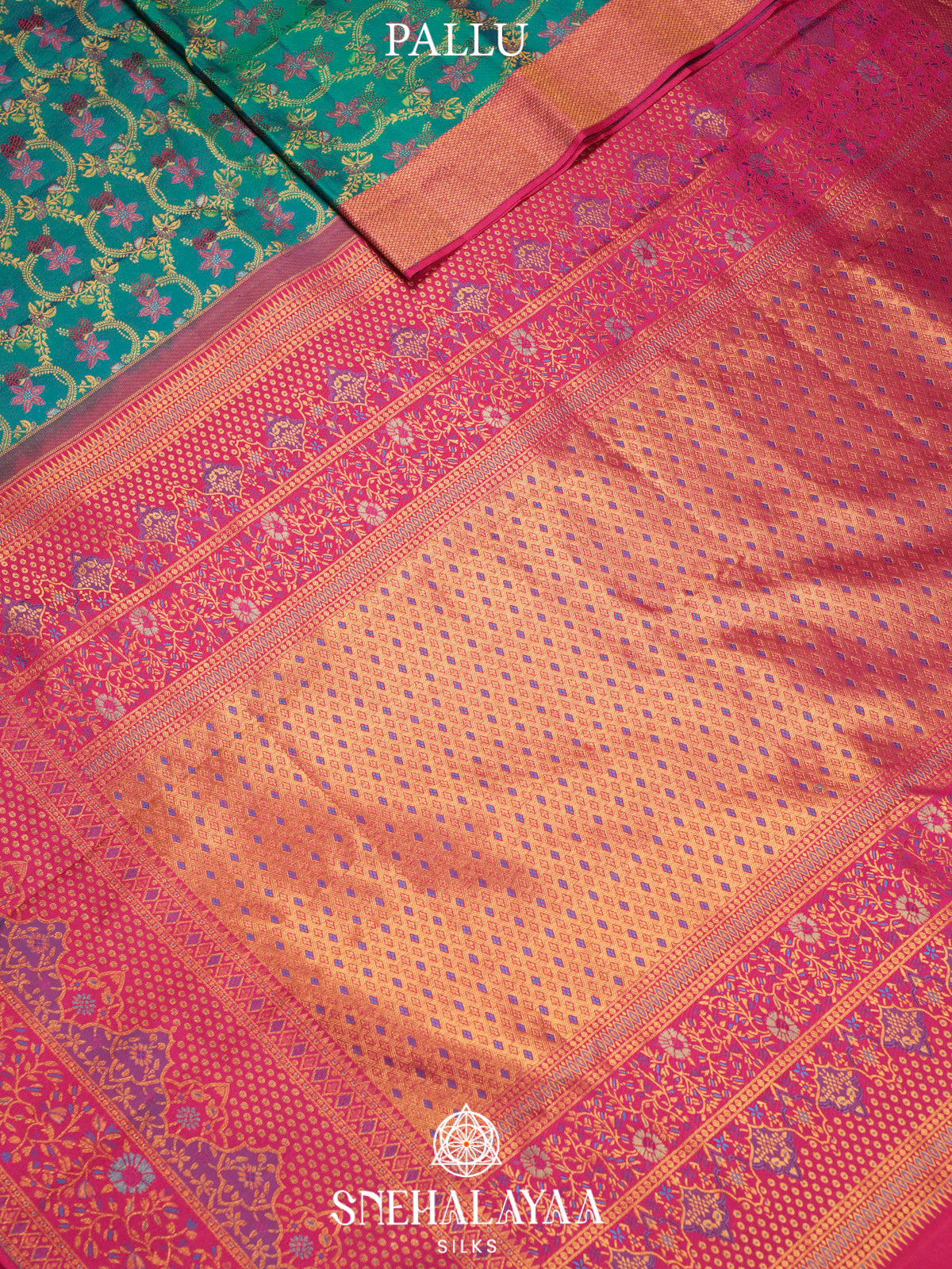 Teal Blue Kanjivaram Silk Saree