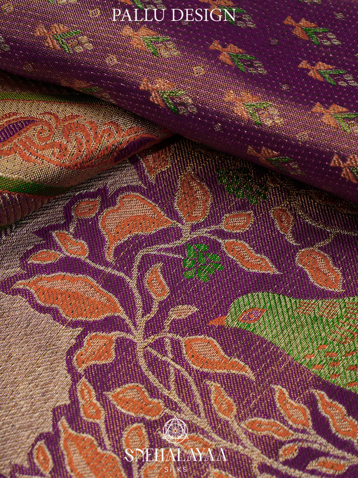 Purple Tissue Kanjivaram Silk Saree with Contrast Floral Border