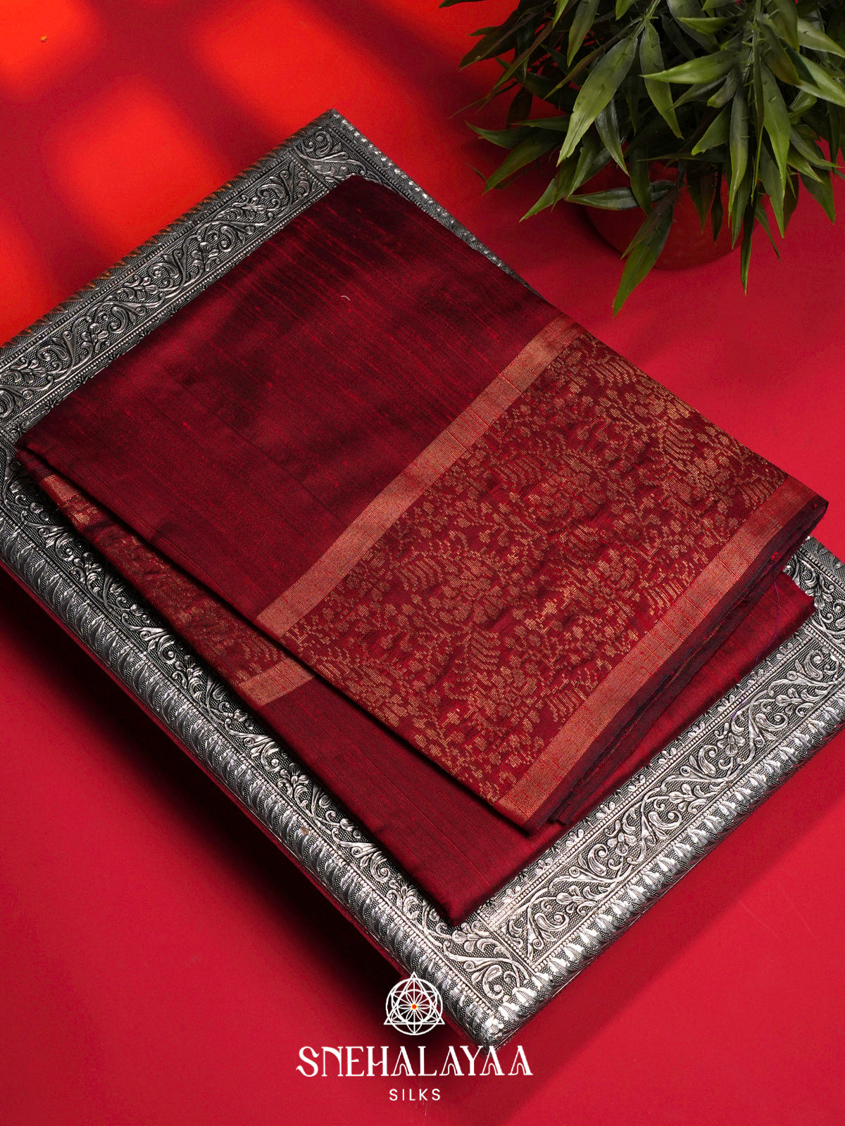 Maroon Dupion Saree