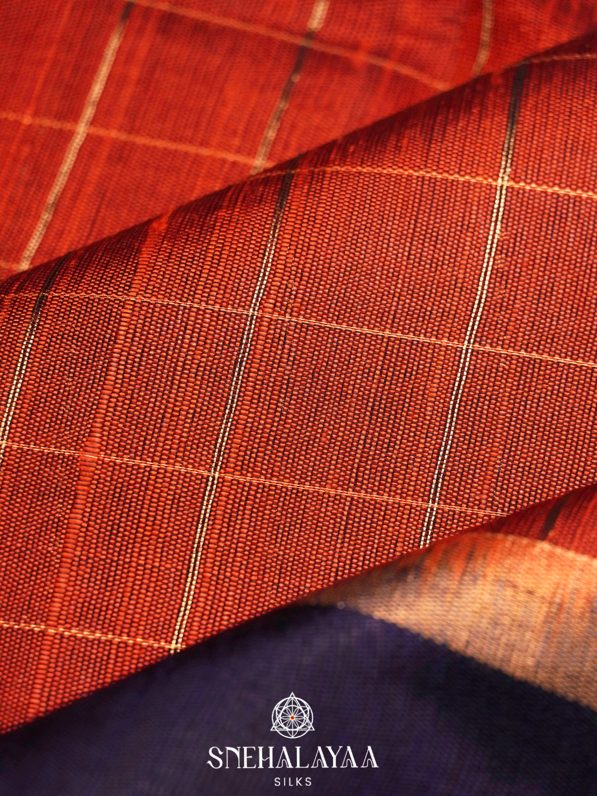 Rust Orange Dupion Silk Saree
