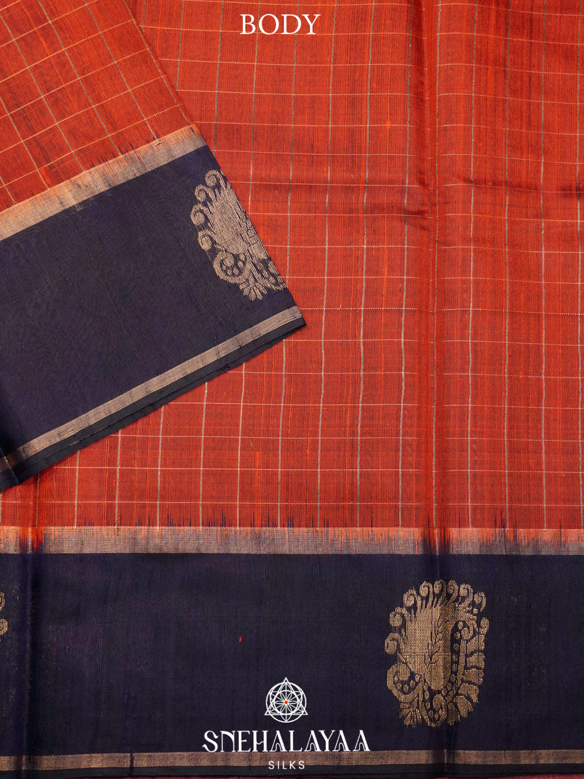 Rust Orange Dupion Silk Saree