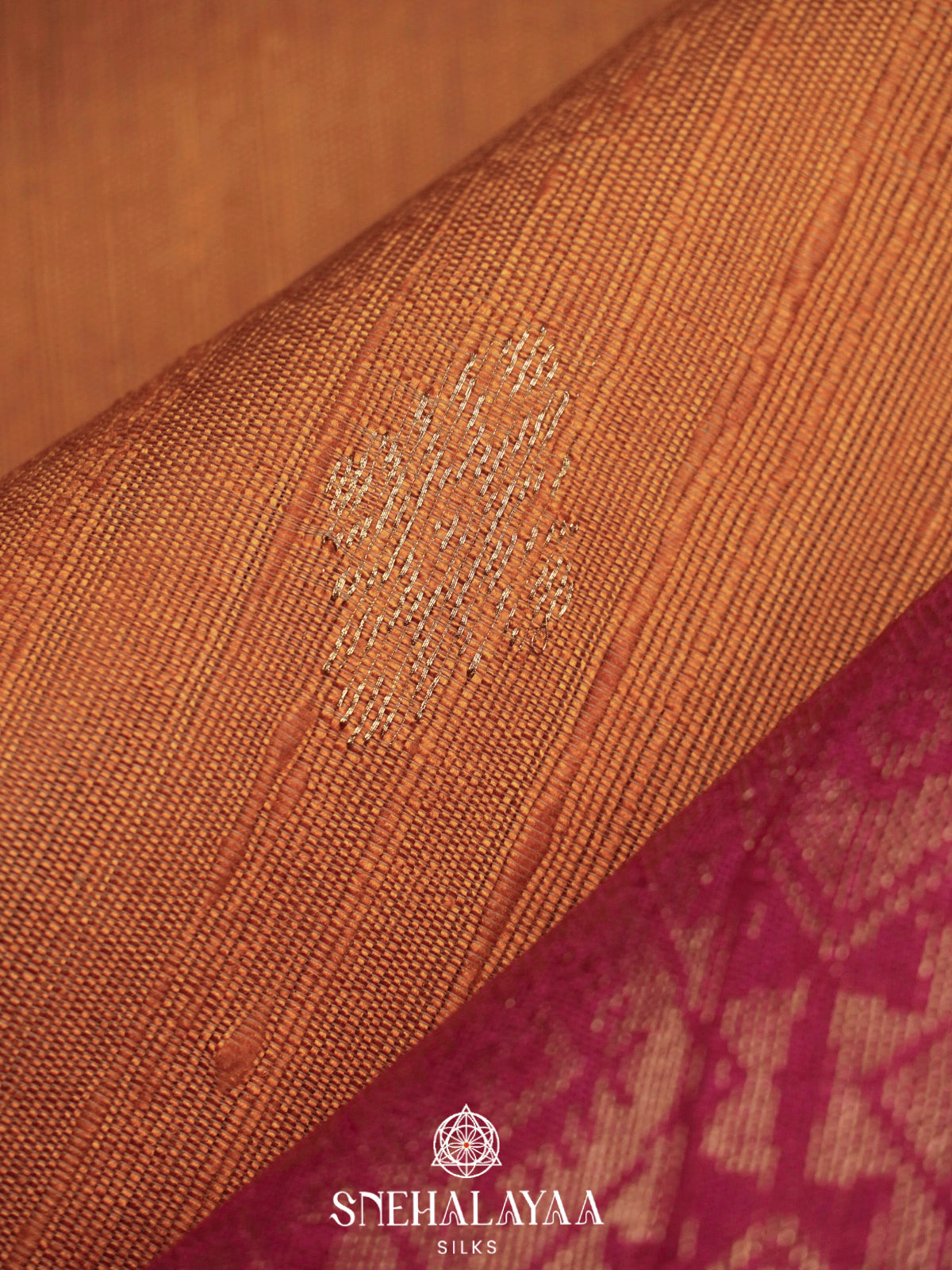 Orange Dupion Silk Saree