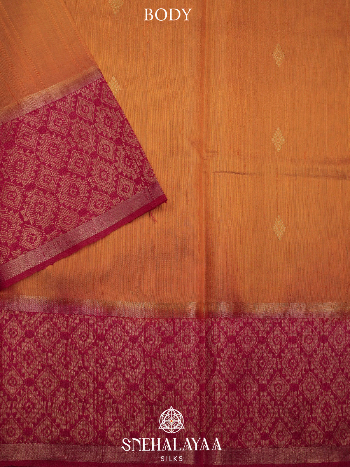 Orange Dupion Silk Saree