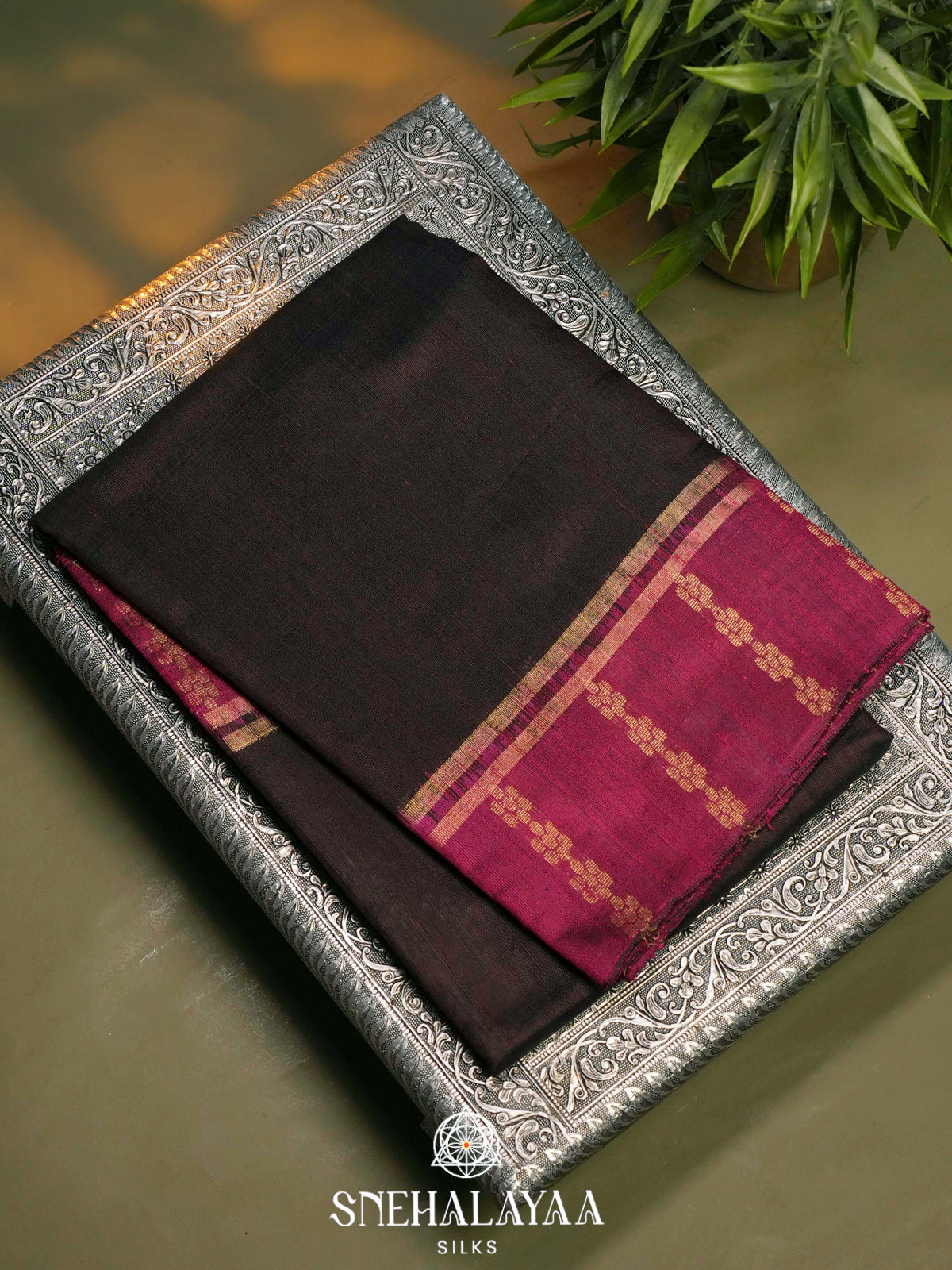 Coffee Brown Dupion Silk Saree