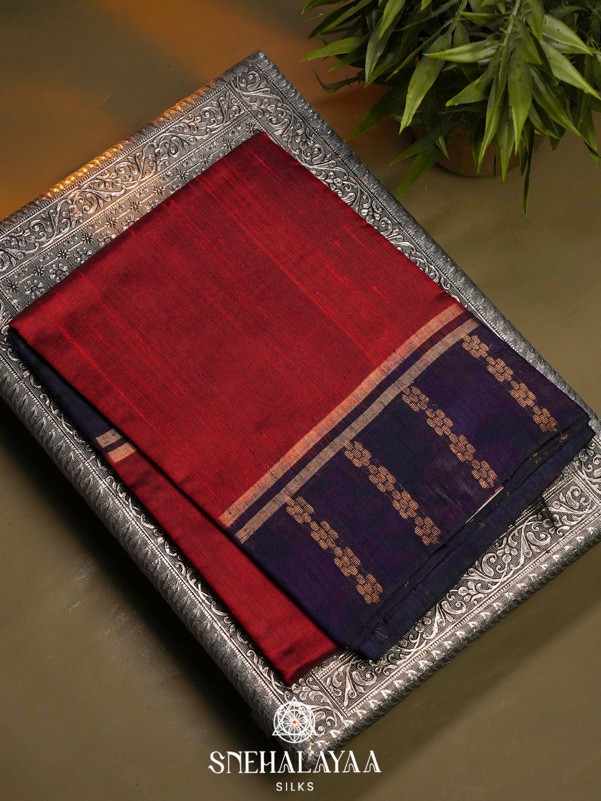 Red Dupion Silk Saree
