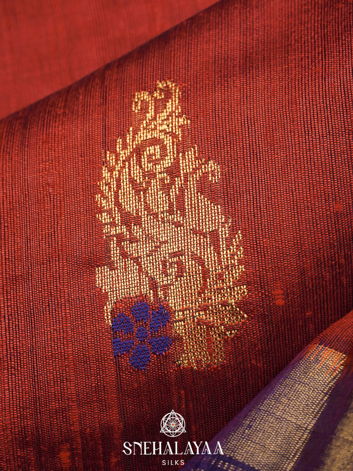 Brick Red Dupion Silk Saree