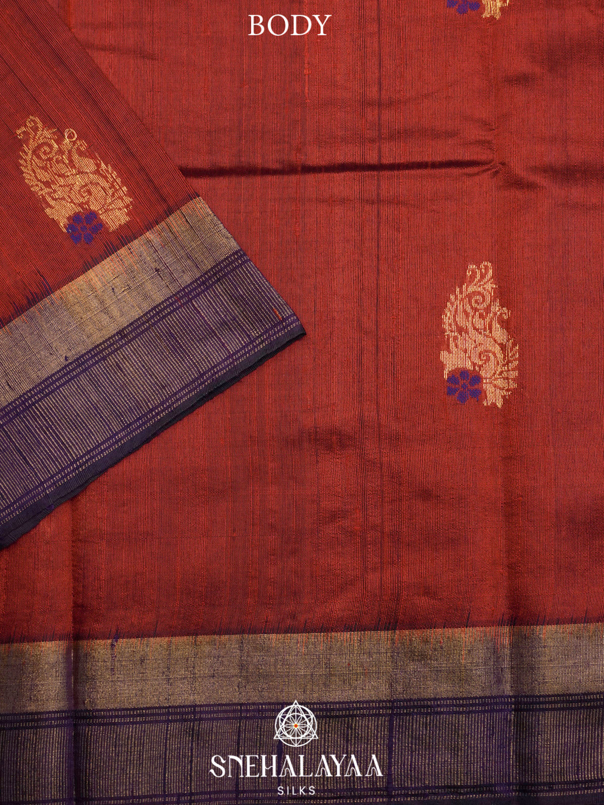 Brick Red Dupion Silk Saree