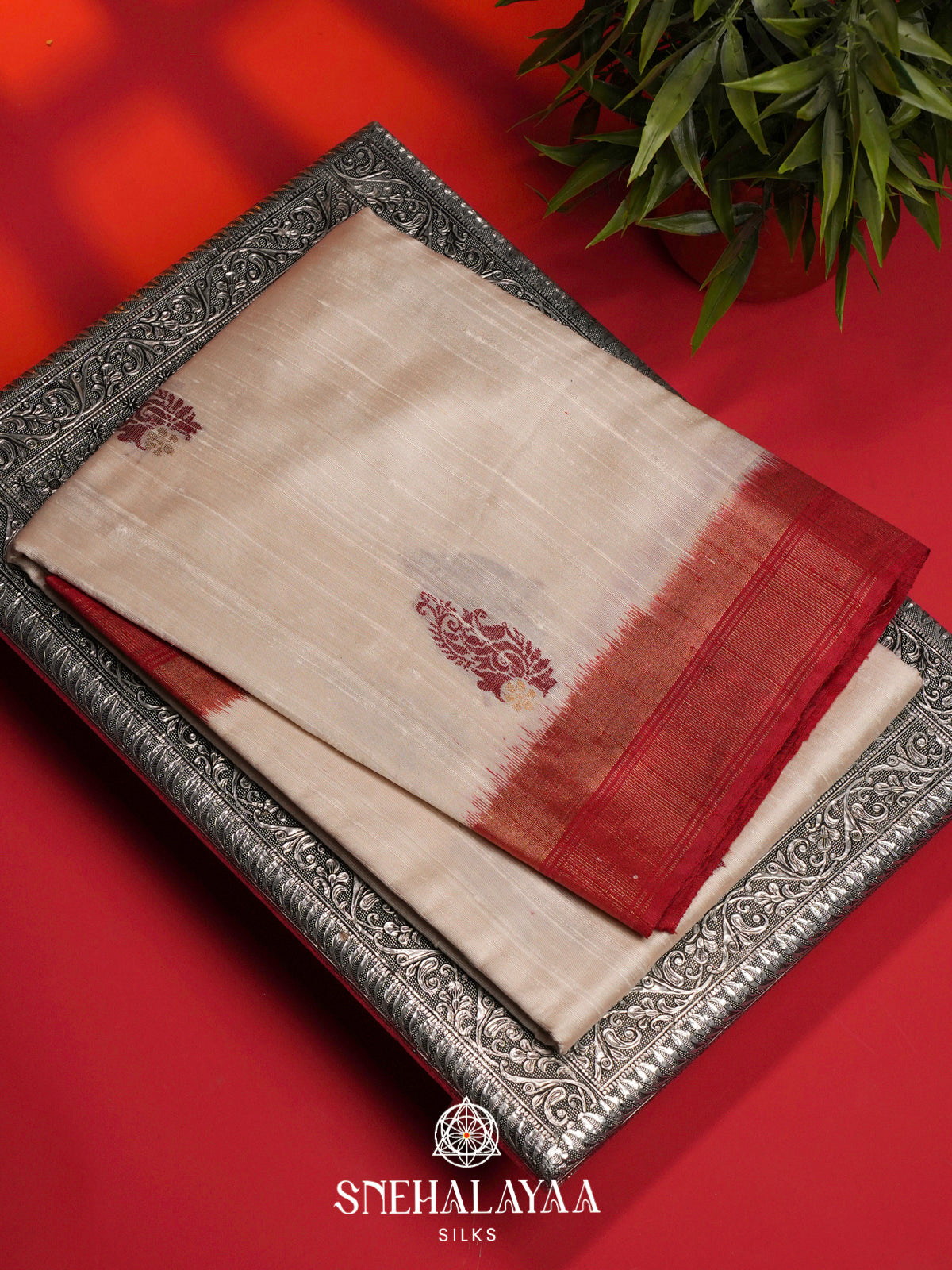 Cream Dupion Saree