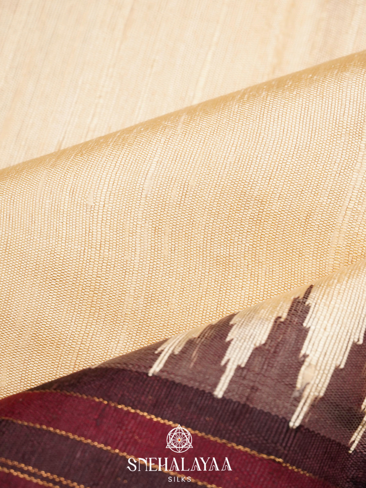 Beige Dupion Silk Saree