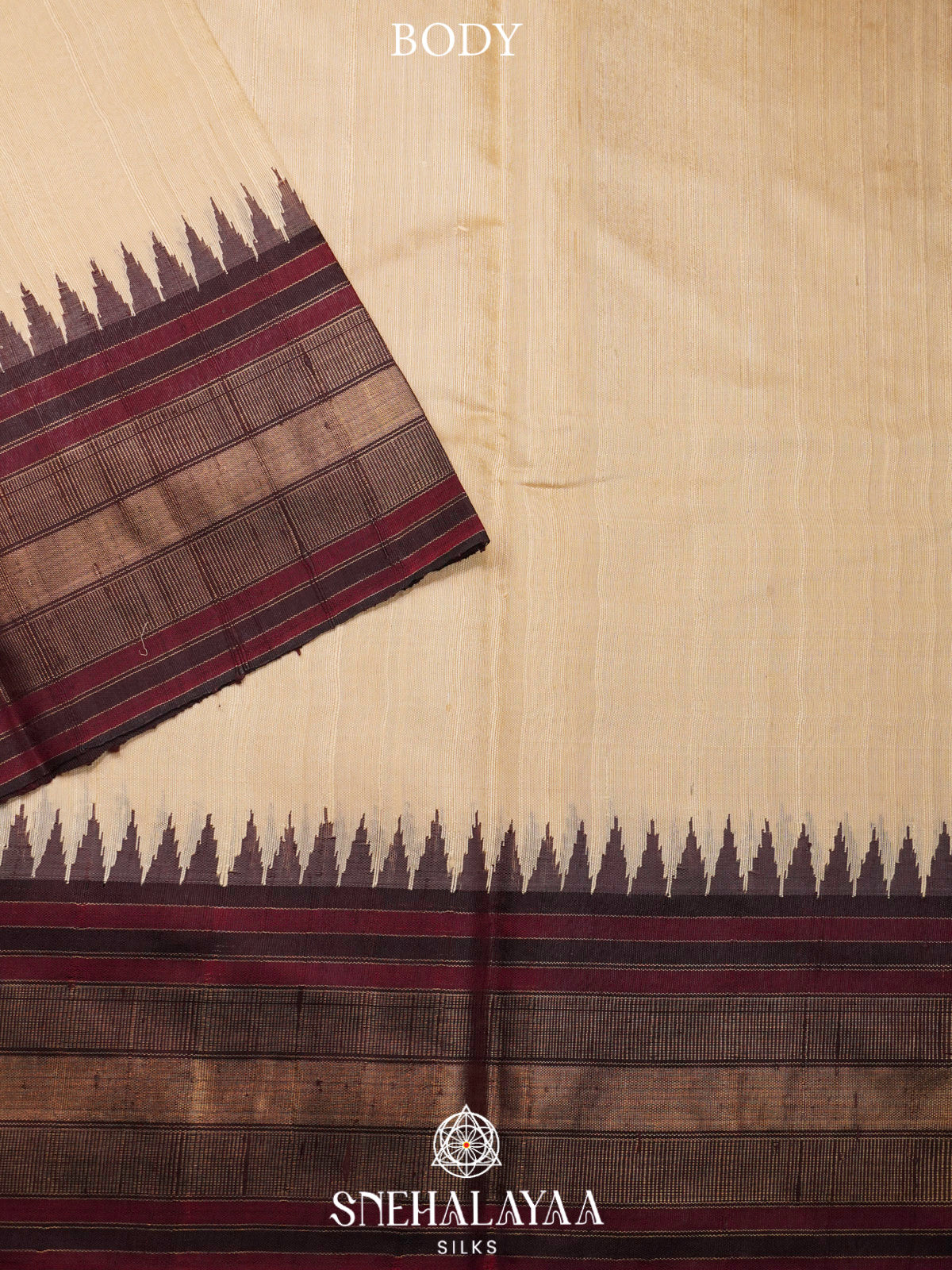 Beige Dupion Silk Saree