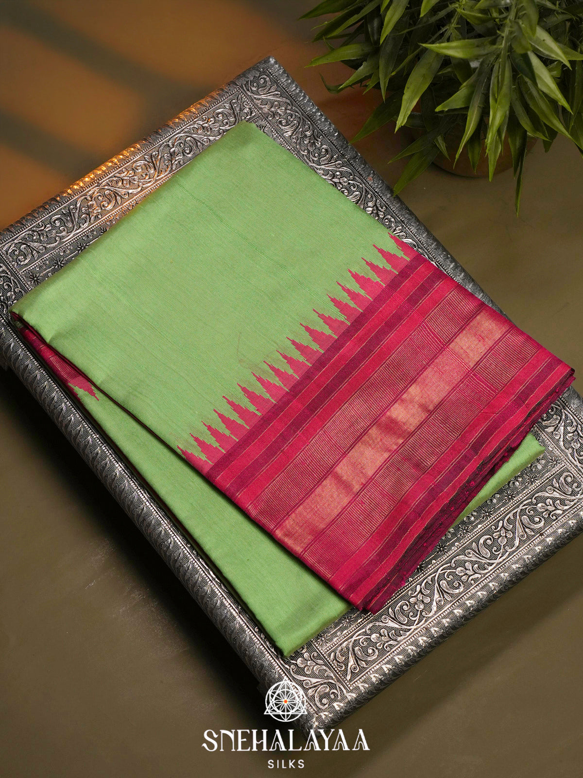 Pista Green Dupion Silk Saree