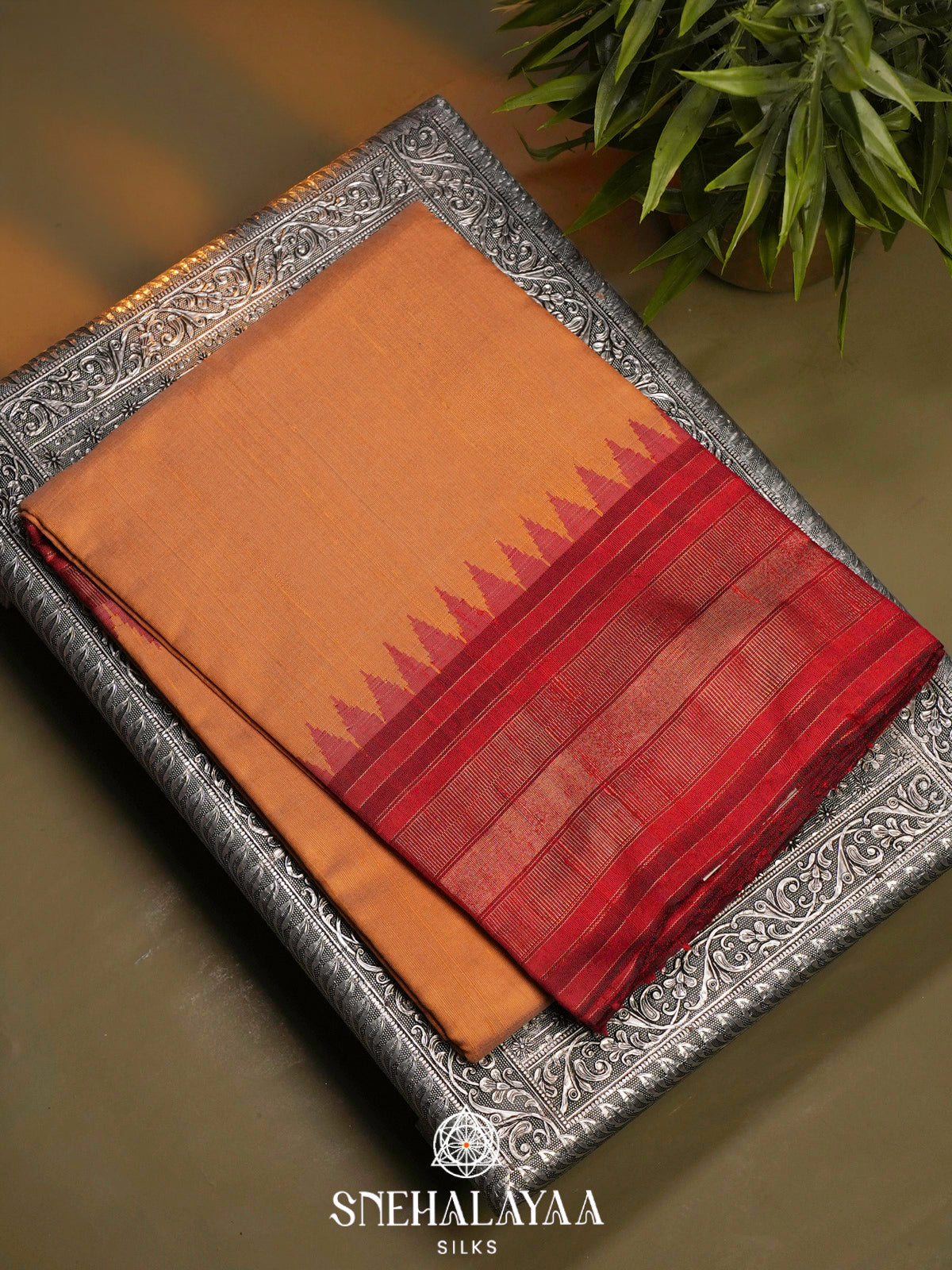 Mustard Dupion Silk Saree