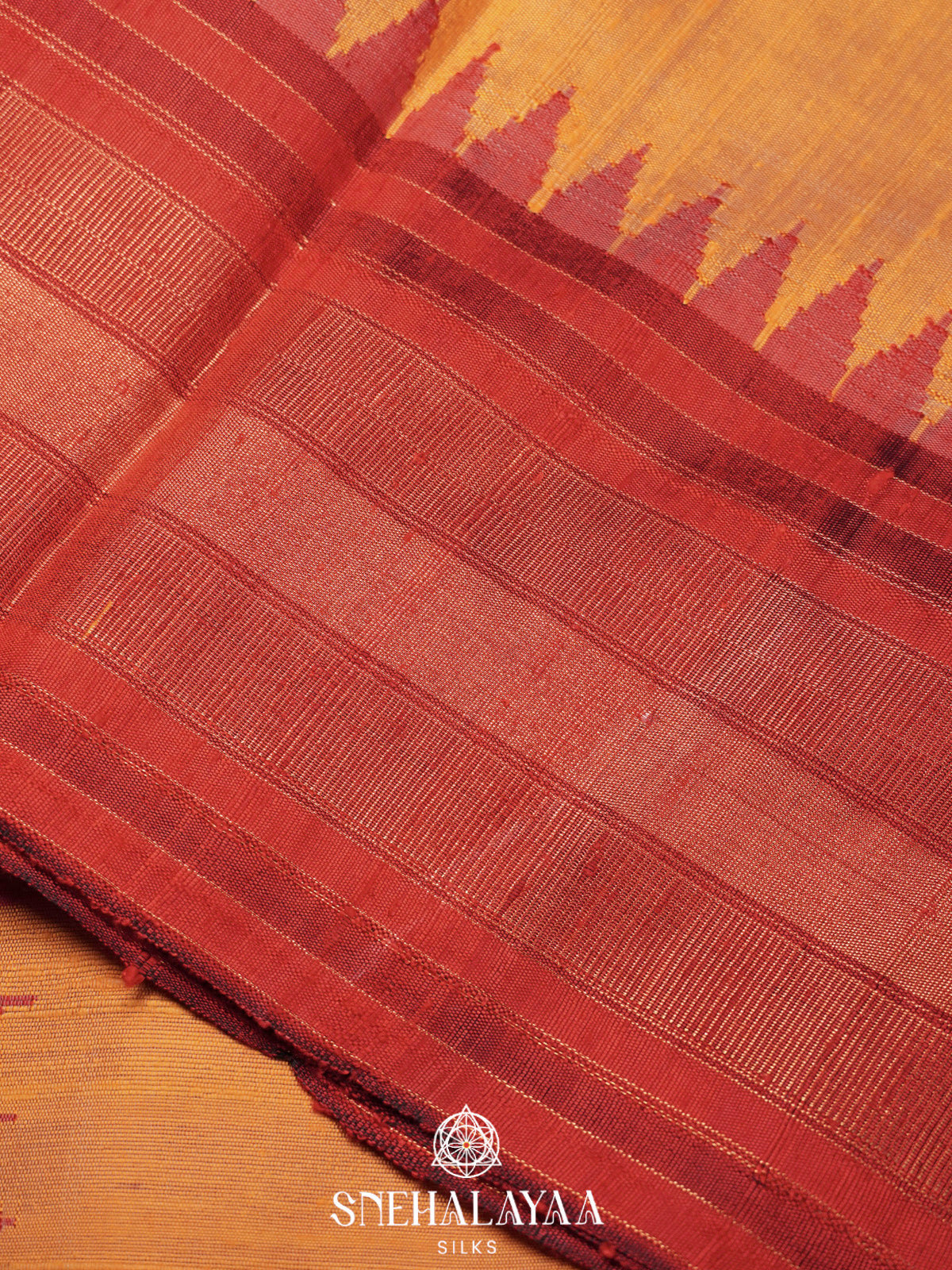 Mustard Dupion Silk Saree