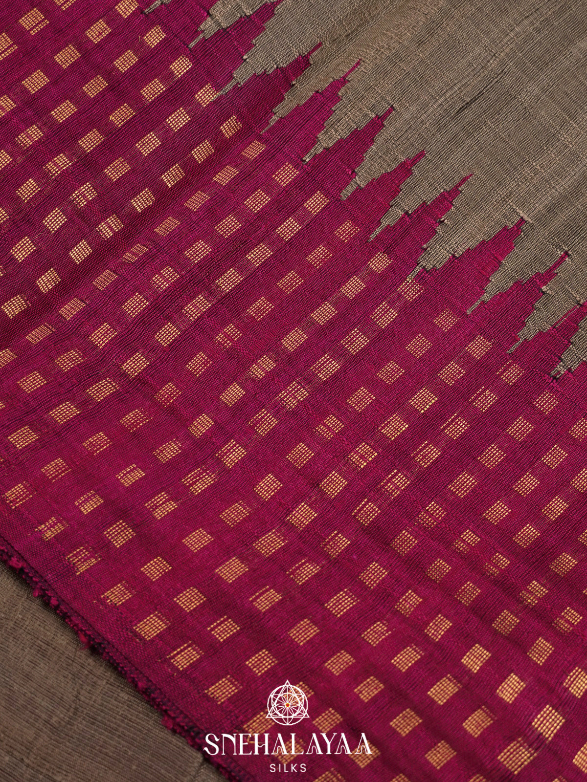 Taupe Brown Dupion Silk Saree