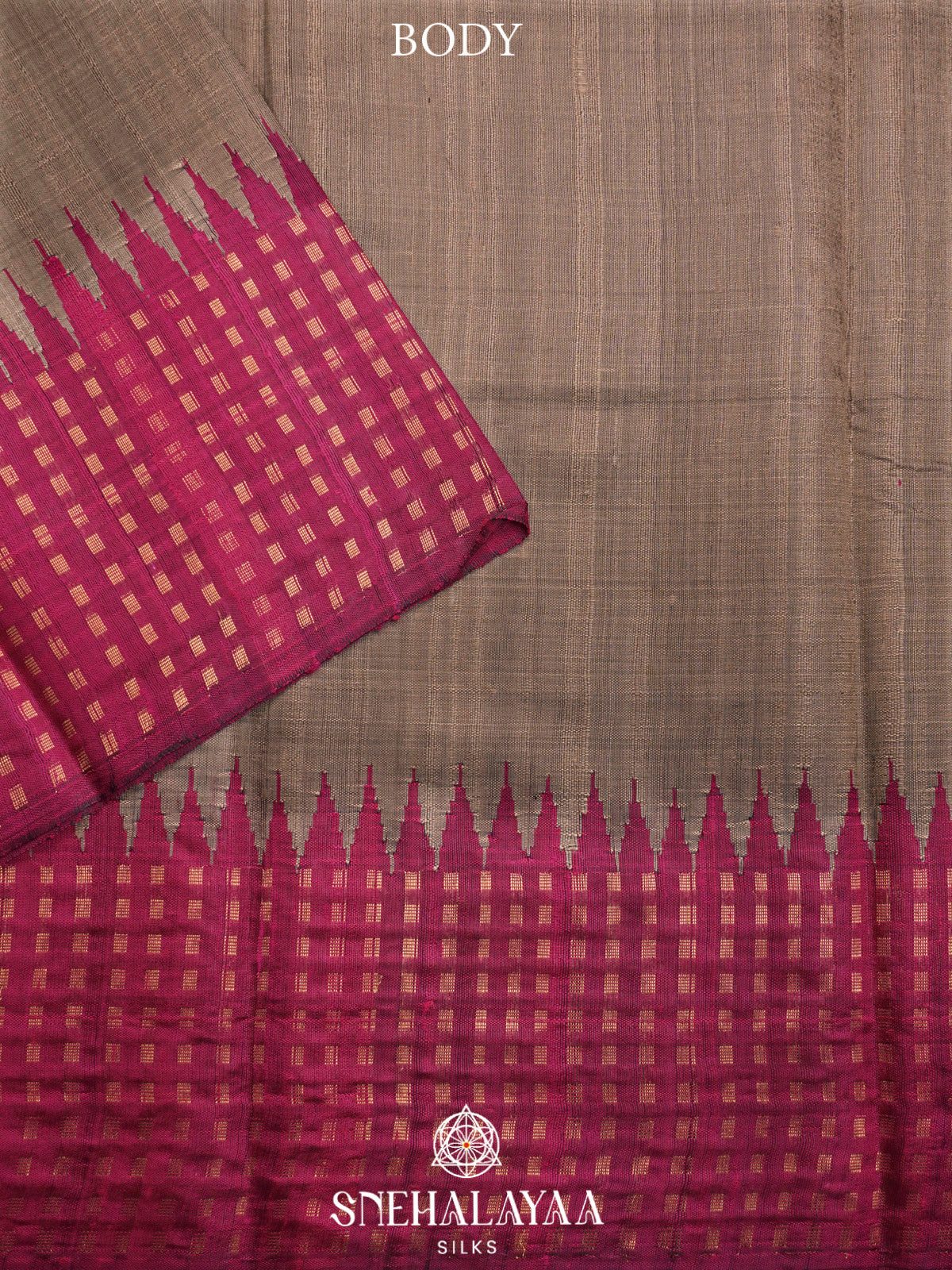 Taupe Brown Dupion Silk Saree
