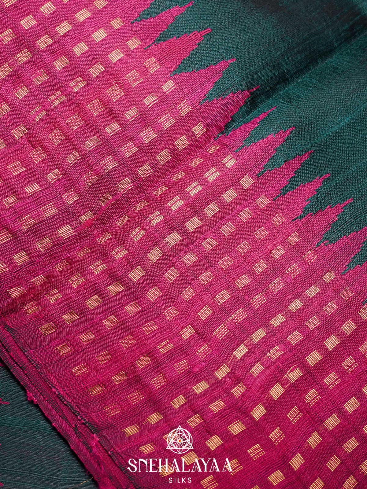 Bottle Green Dupion Silk Saree