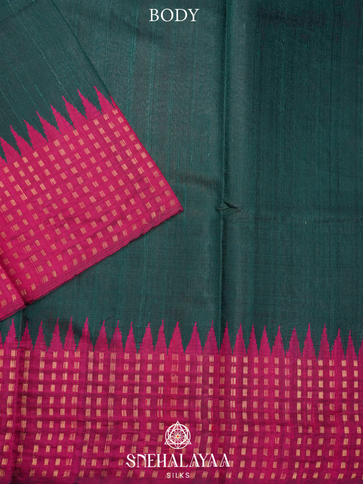 Bottle Green Dupion Silk Saree