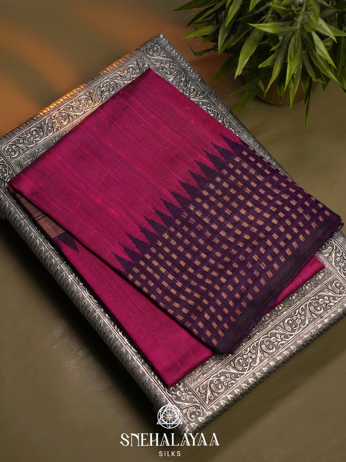Rani Pink Dupion Silk Saree