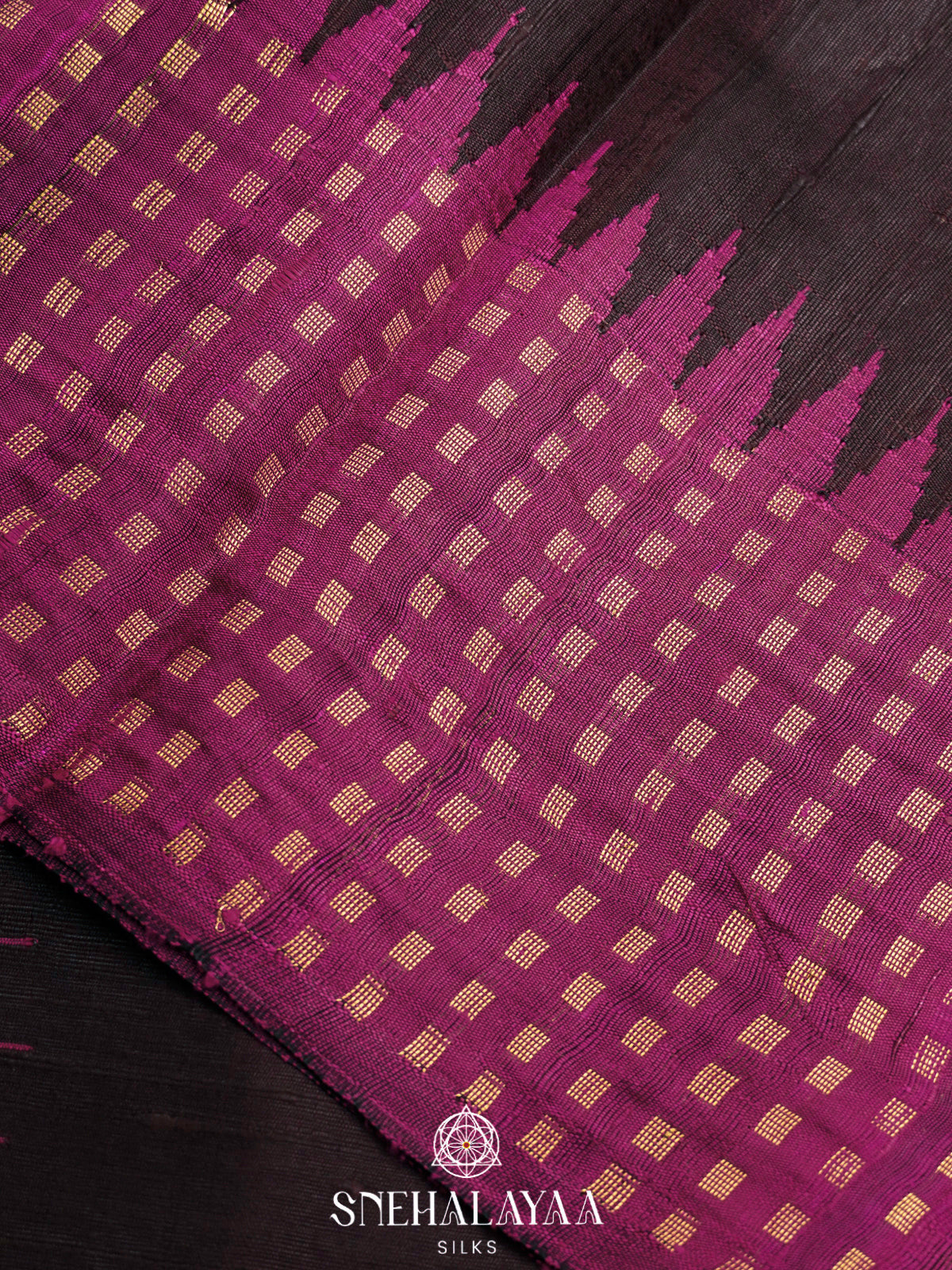 Black Dupion Silk Saree