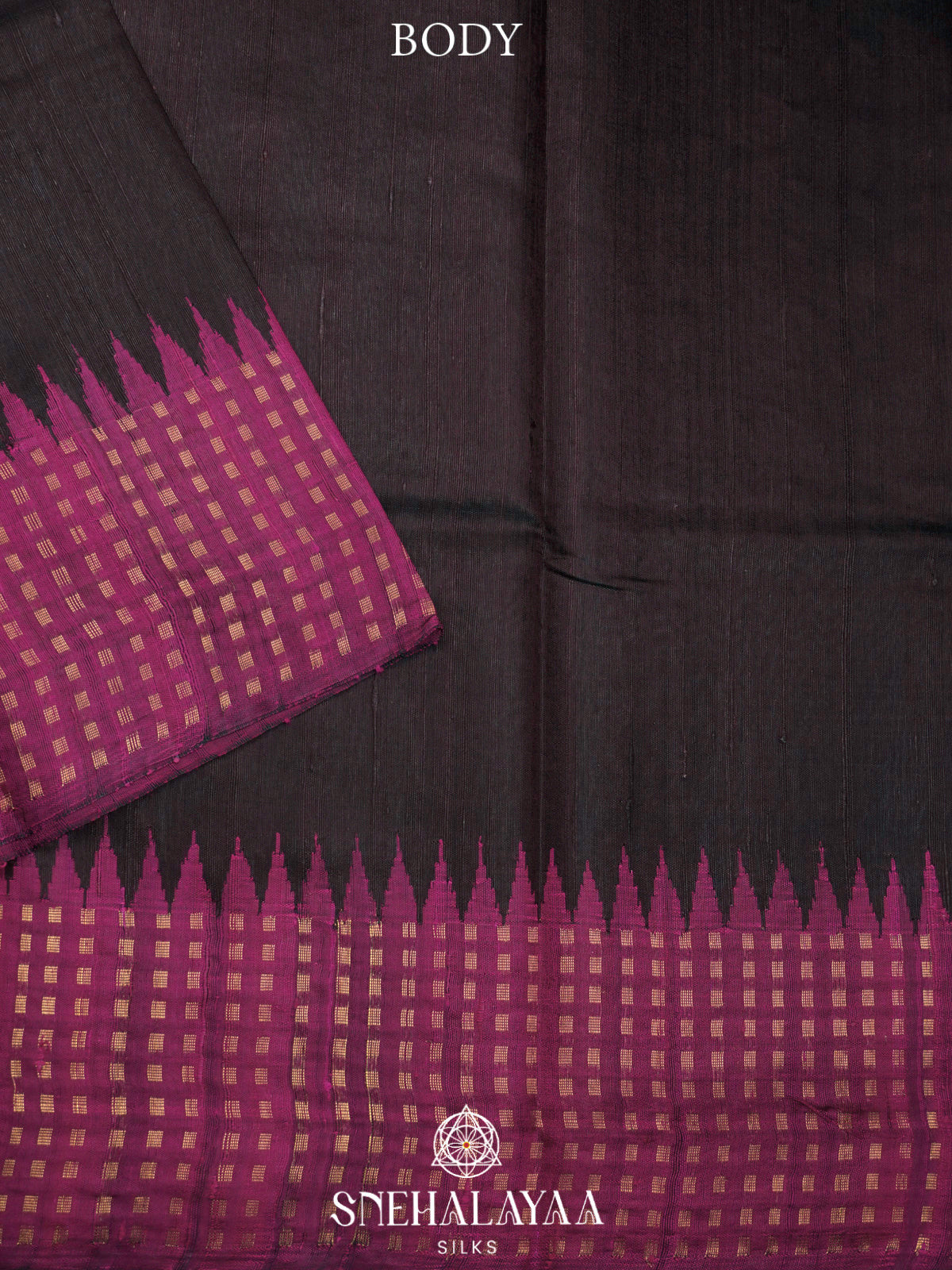 Black Dupion Silk Saree