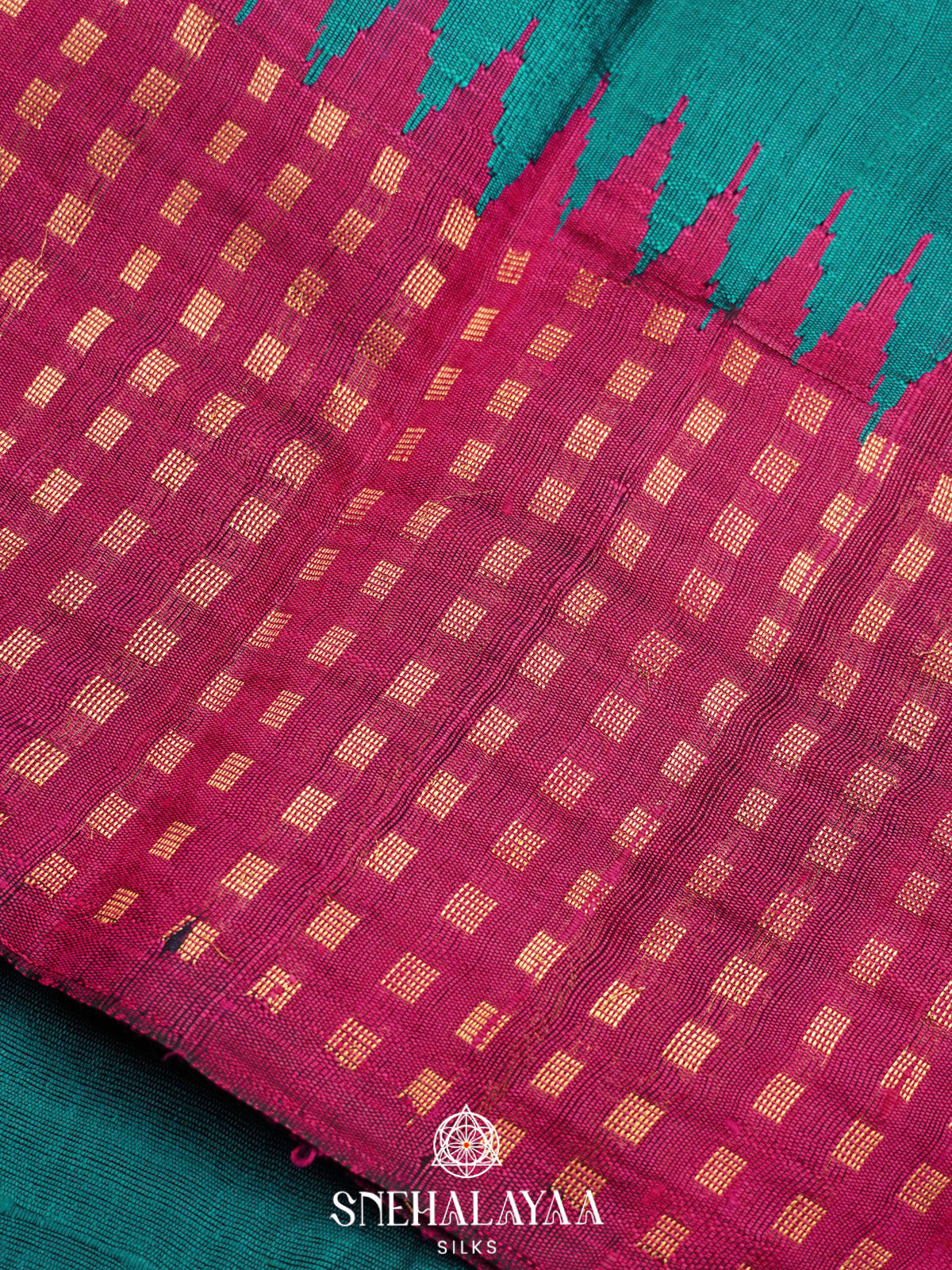 Peacock Blue Dupion Silk Saree