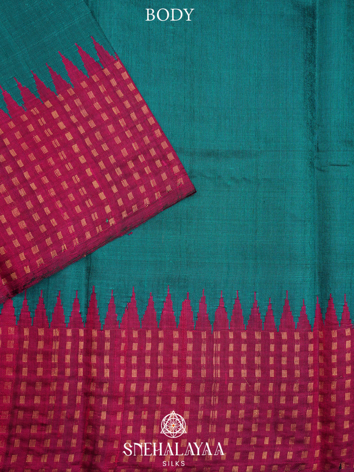 Peacock Blue Dupion Silk Saree