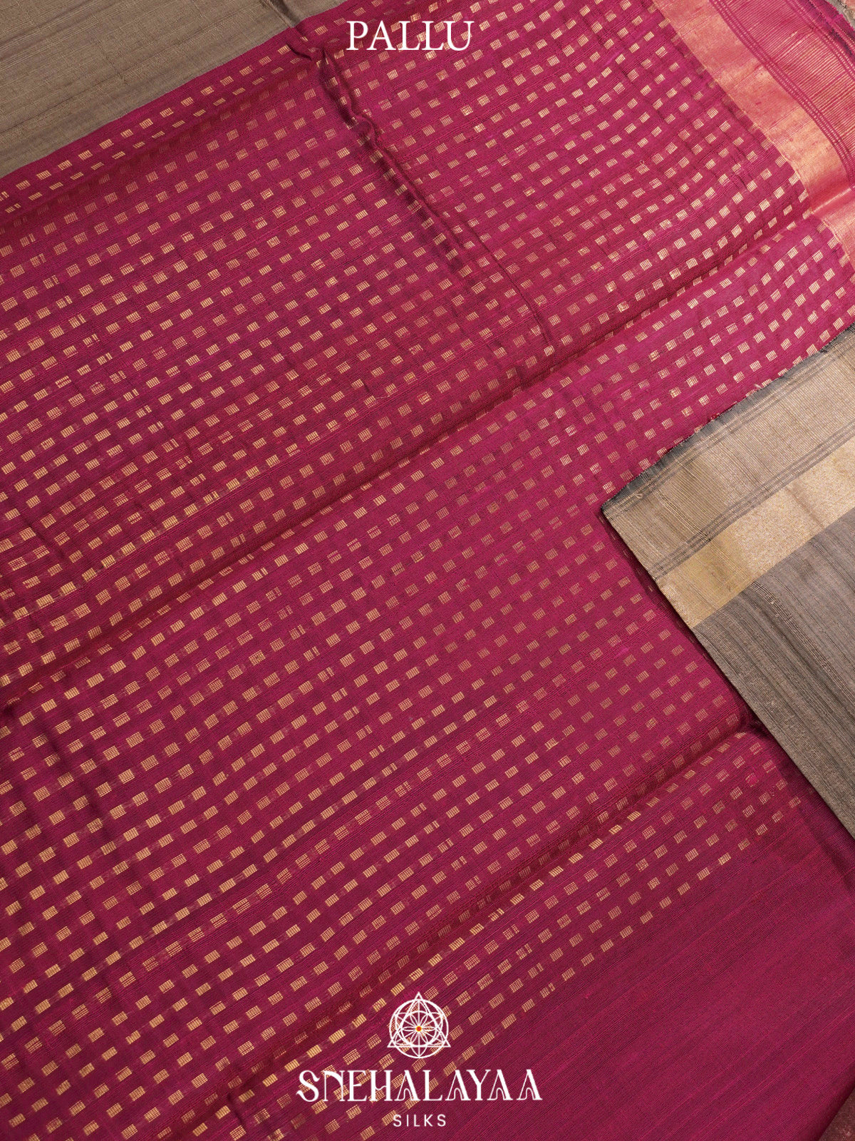 Brown Dupion Silk Saree