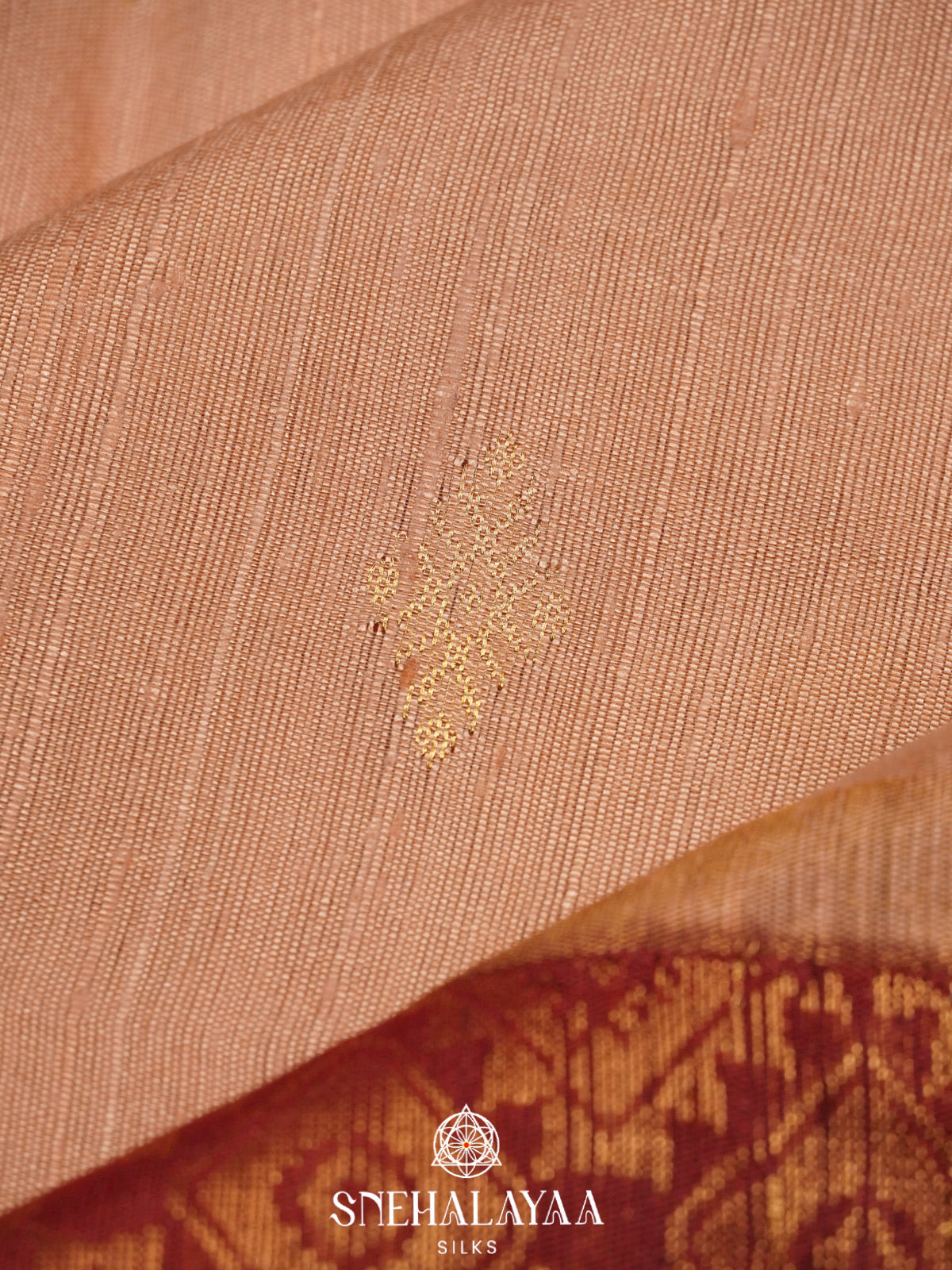Peach Dupion Silk Saree