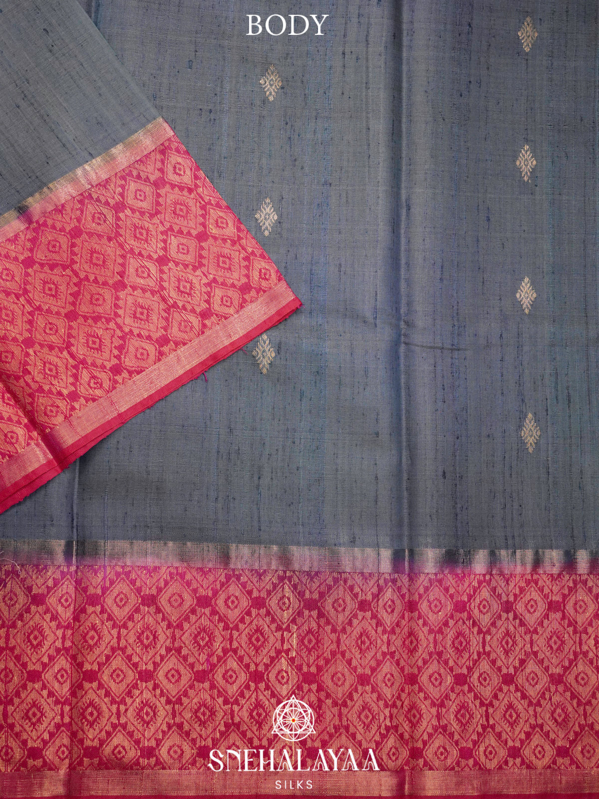 Grey Dupion Silk Saree
