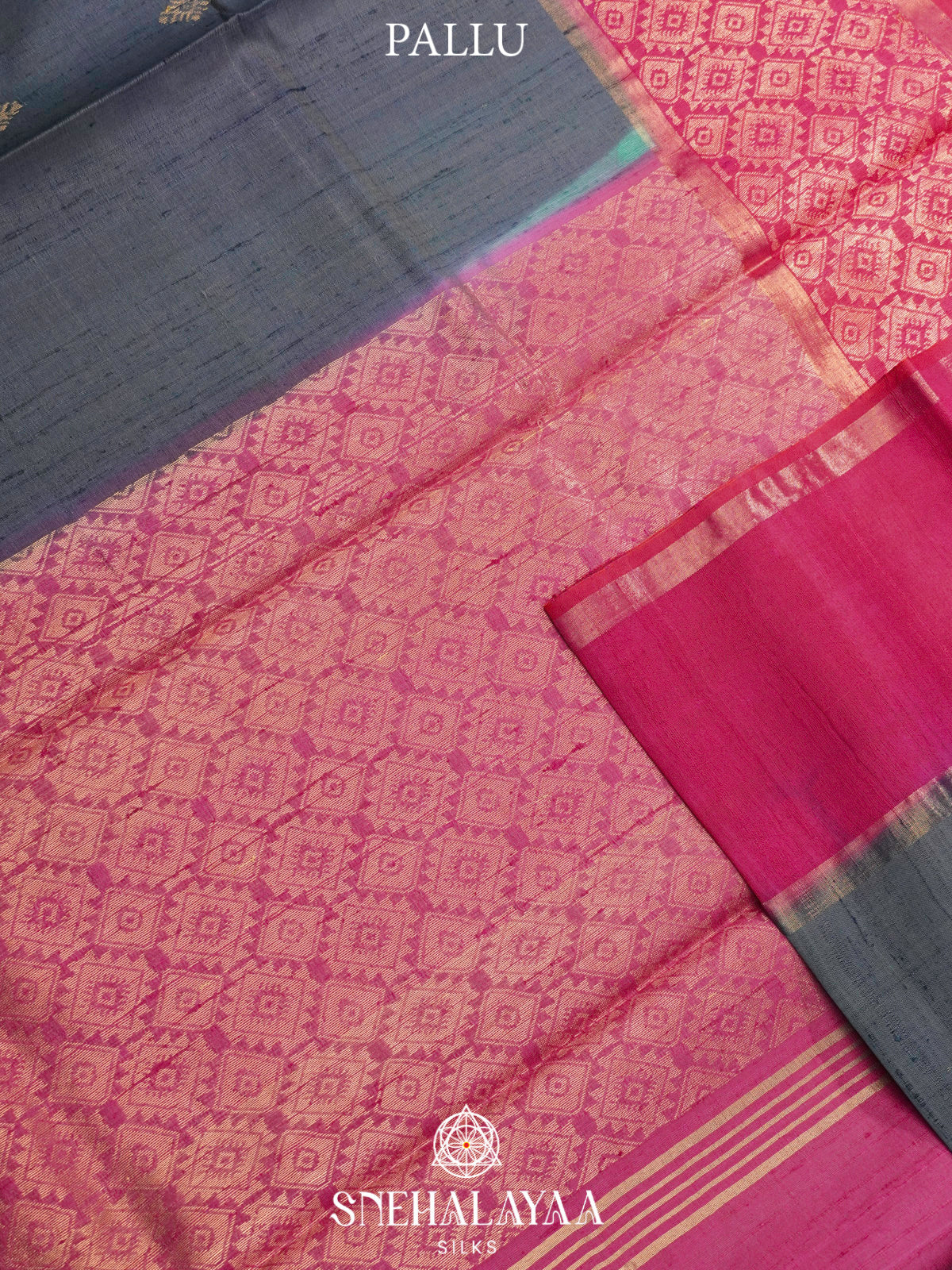 Grey Dupion Silk Saree