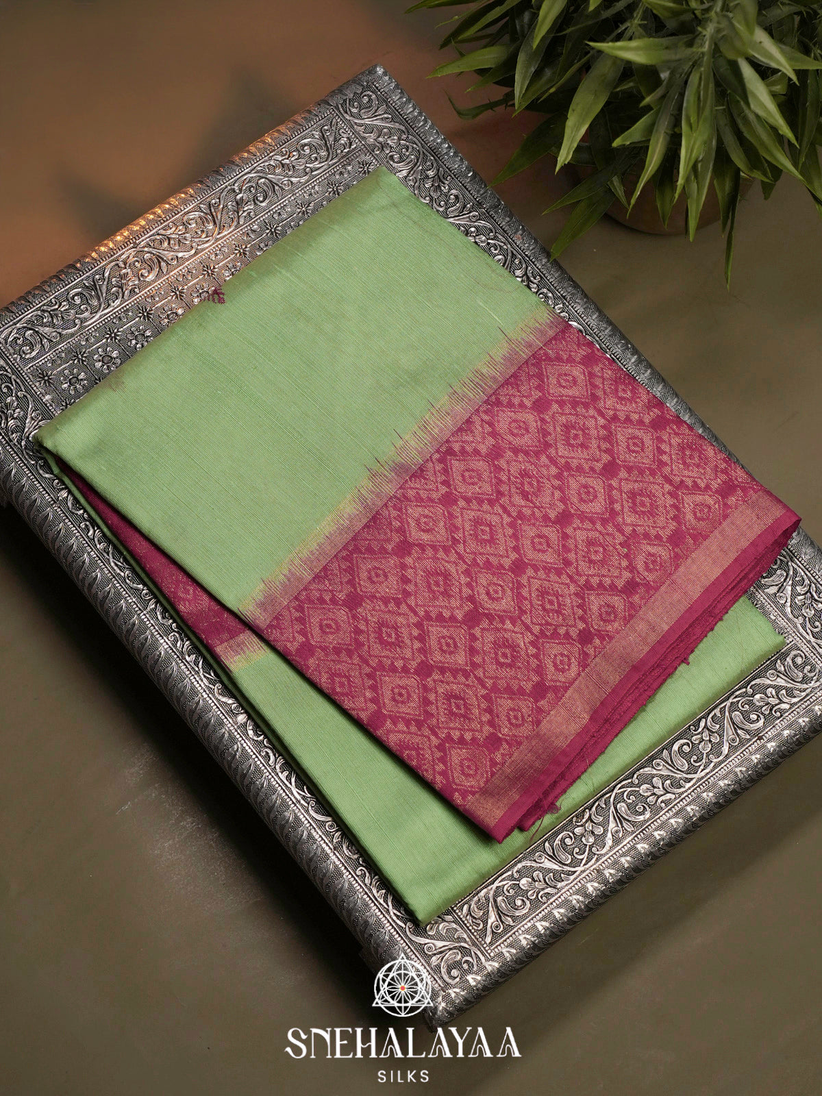 Pista Green Dupion Silk Saree
